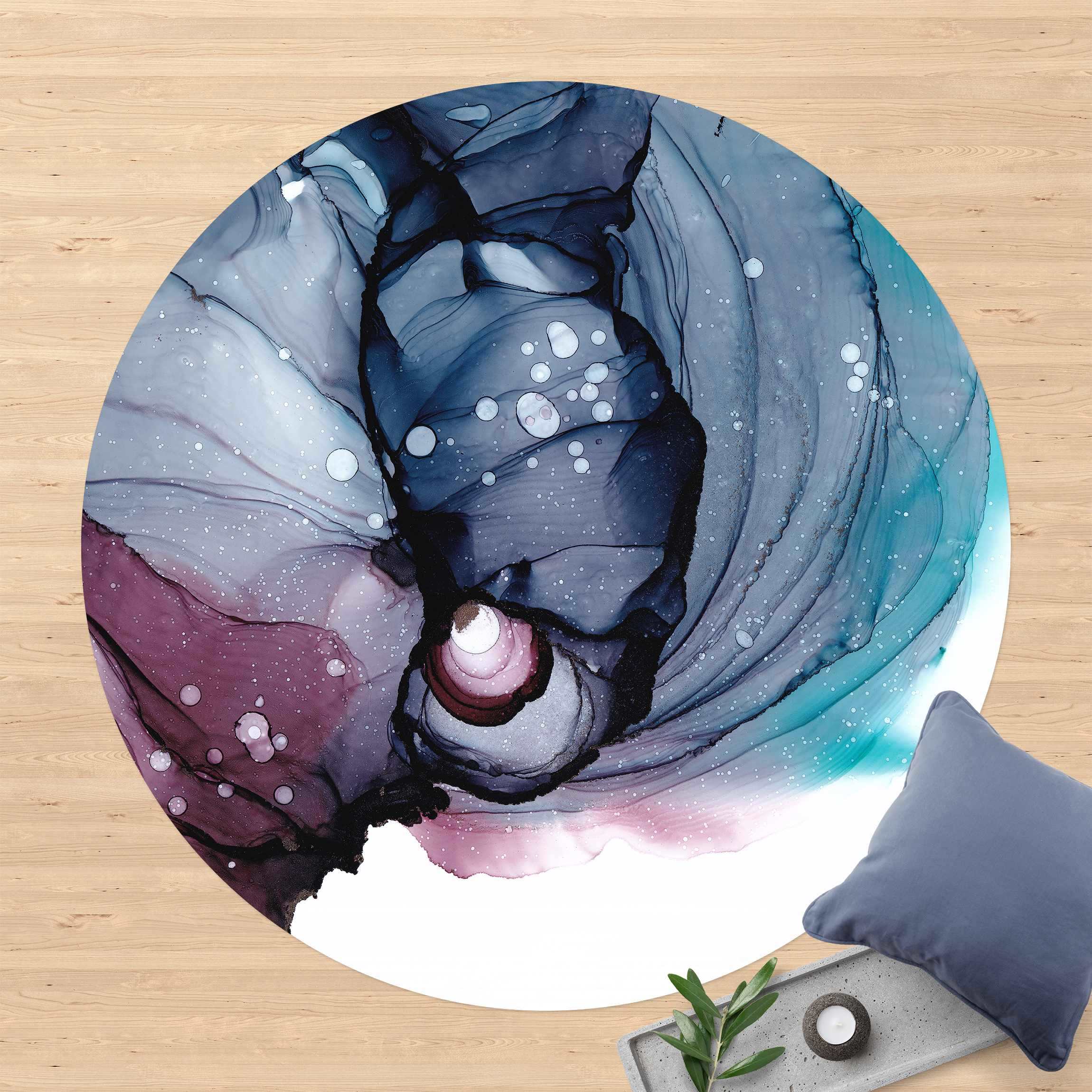 Runder Vinyl-Teppich Linien im Nachtblauen Kokon