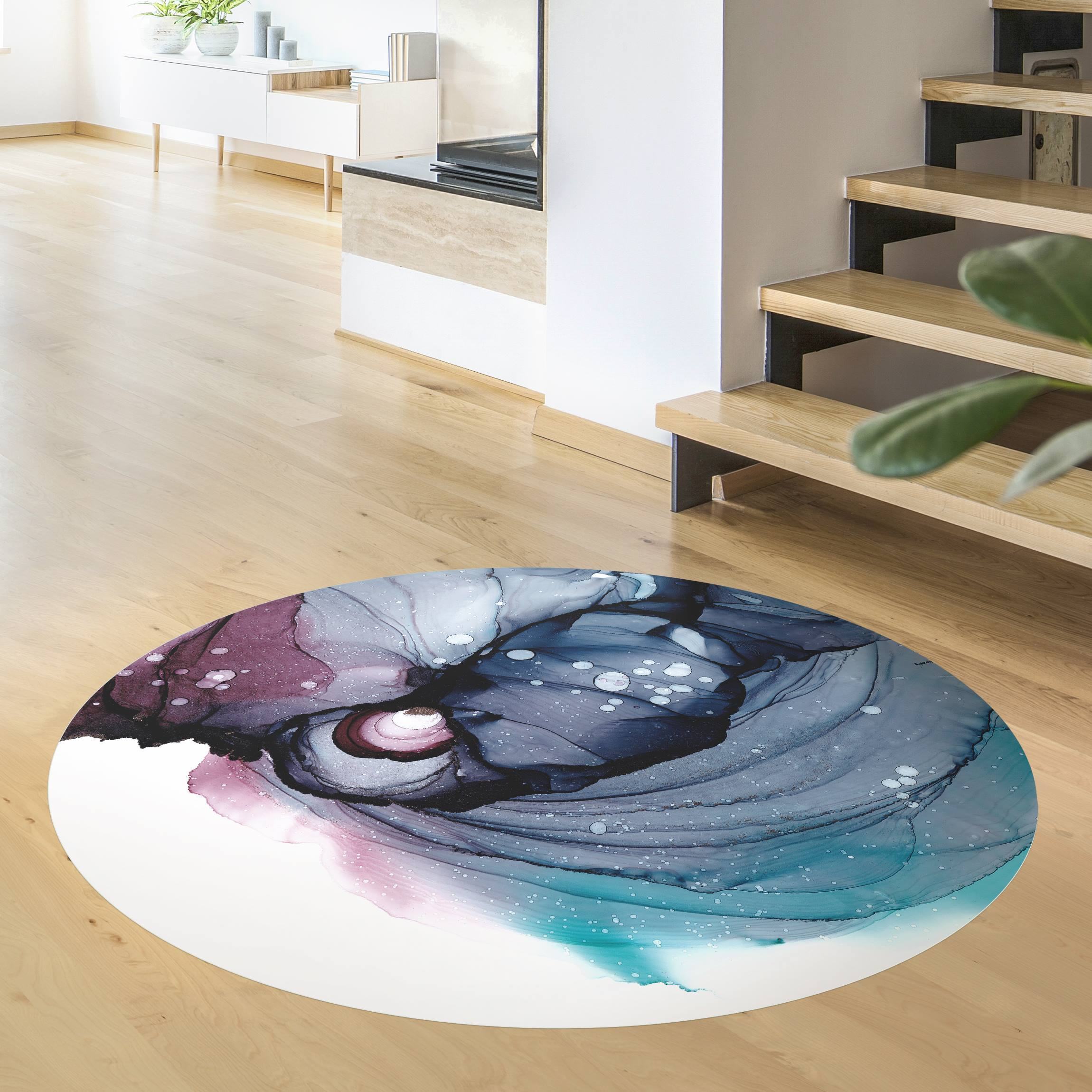 Runder Vinyl-Teppich Linien im Nachtblauen Kokon