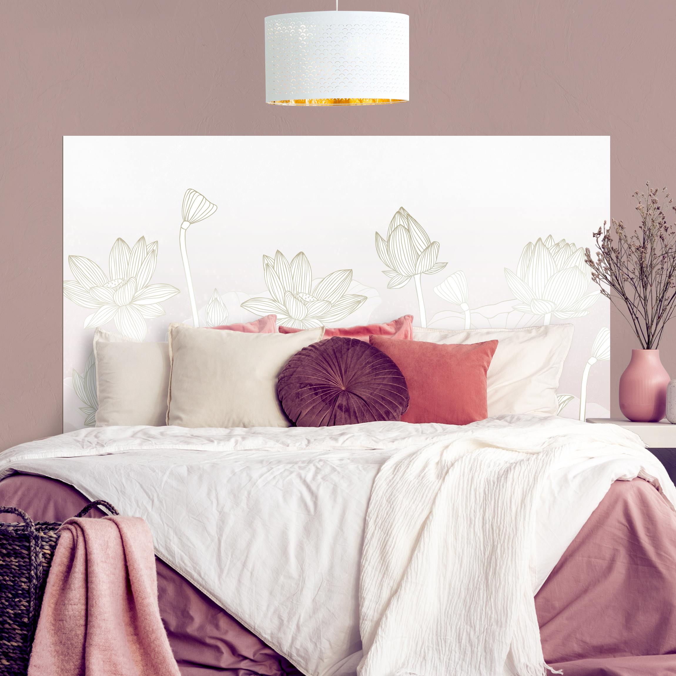 Kopfteil Bett Lotus Illustration Gold und Rosa