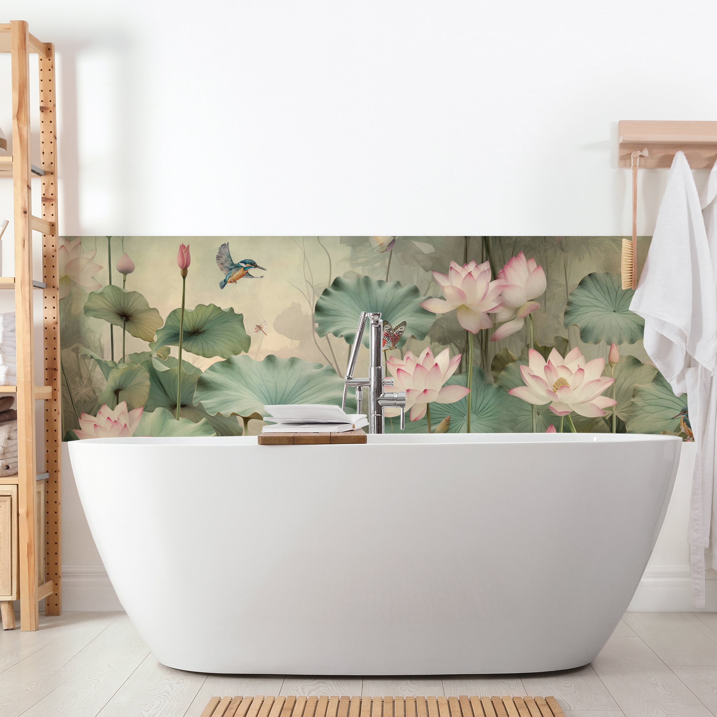 Wandverkleidung Bad Lotusblütenteich