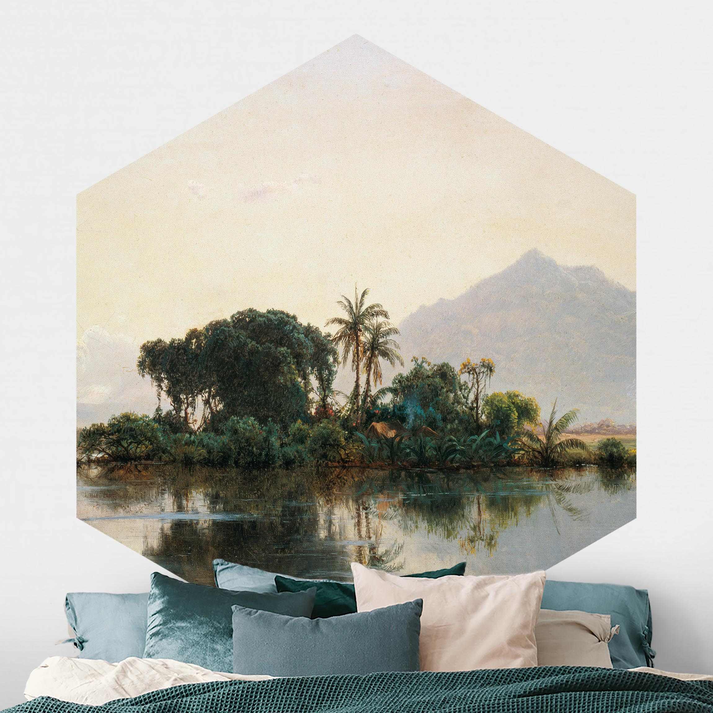 Hexagon Mustertapete Louis Remy Mignot - Landschaft am Orinoco