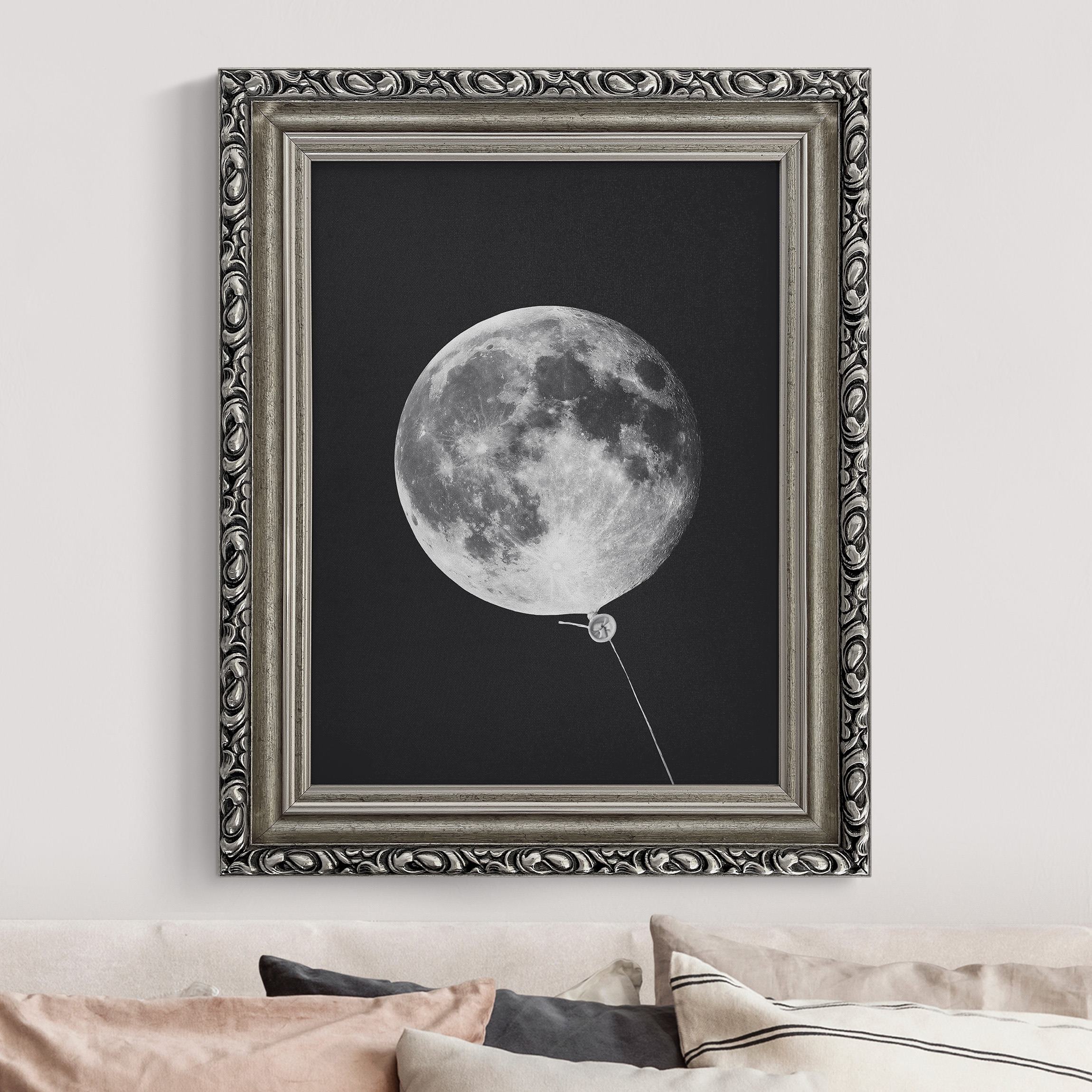 Leinwandbild mit Barockrahmen Luftballon mit Mond