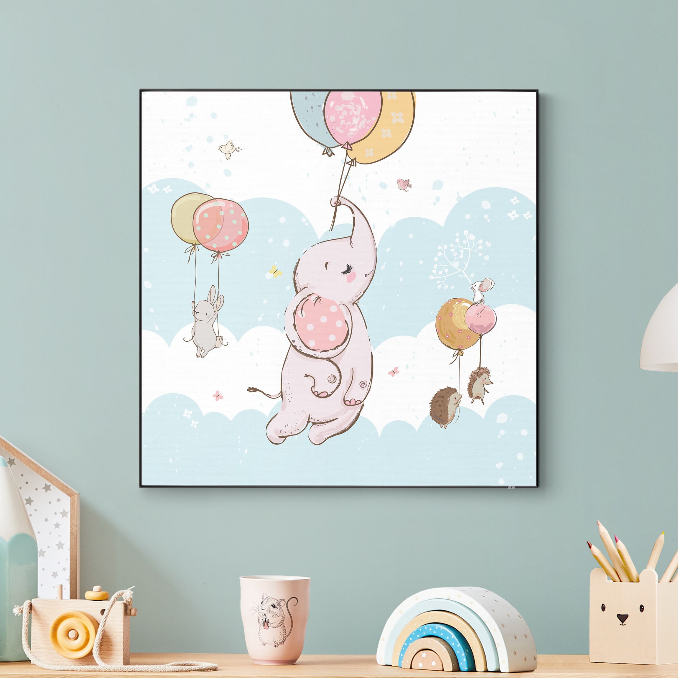 Wechselbild Luftballon Wolken Tiere - Elefant