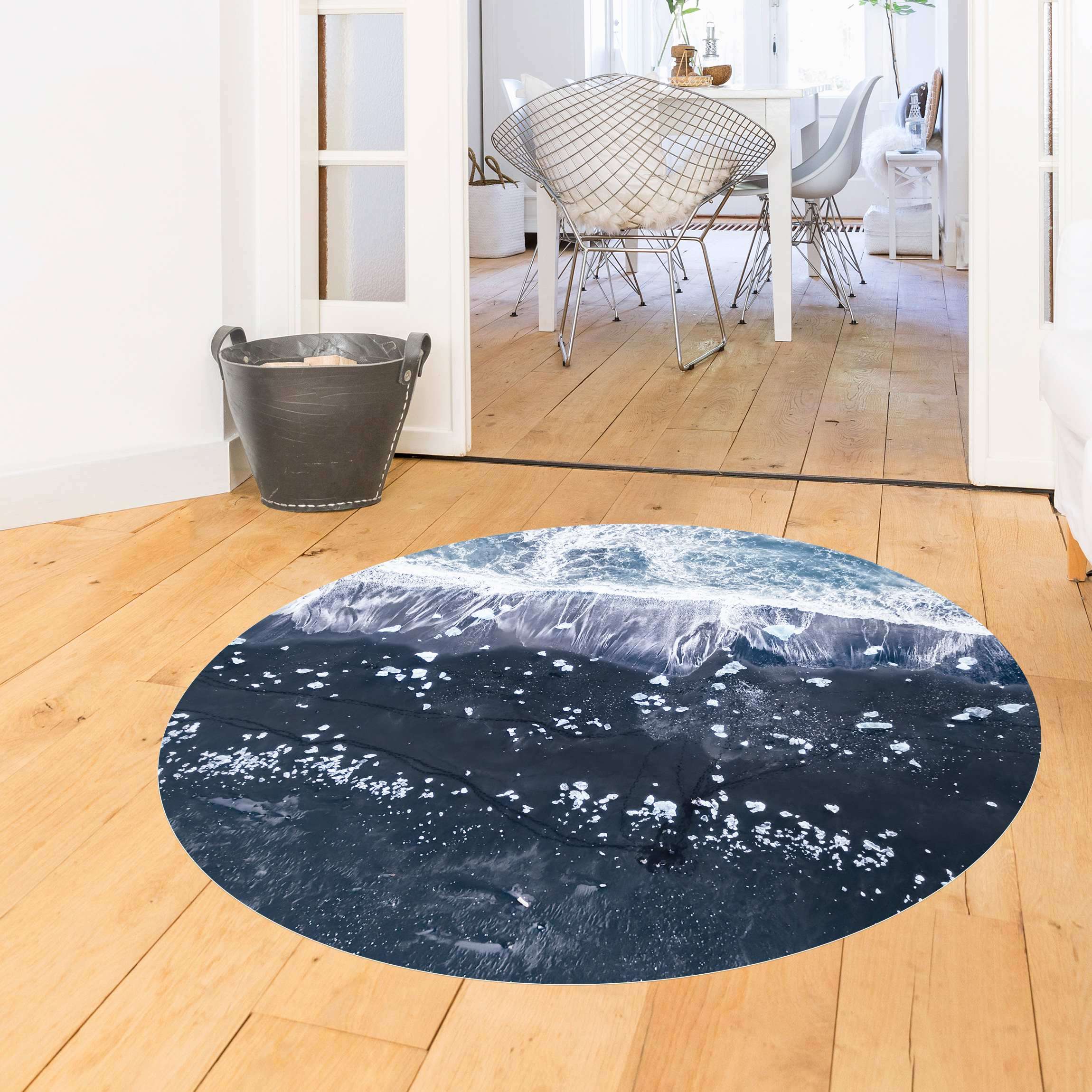 Runder Vinyl-Teppich Luftbild - Jökulsárlón in Island