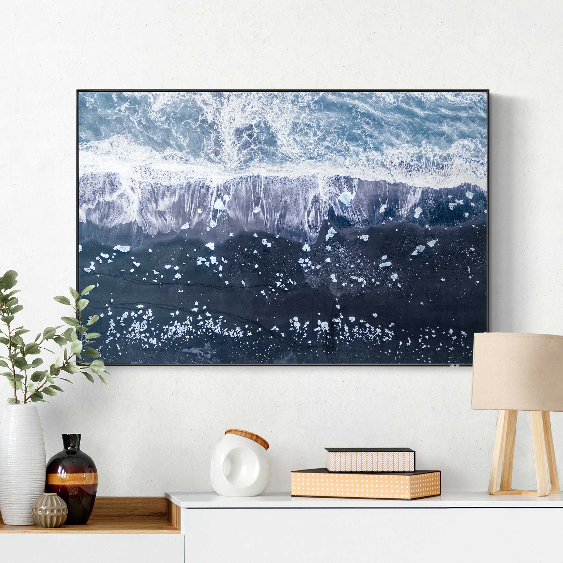 Akustik-Wechselbild Luftbild - Jökulsárlón in Island