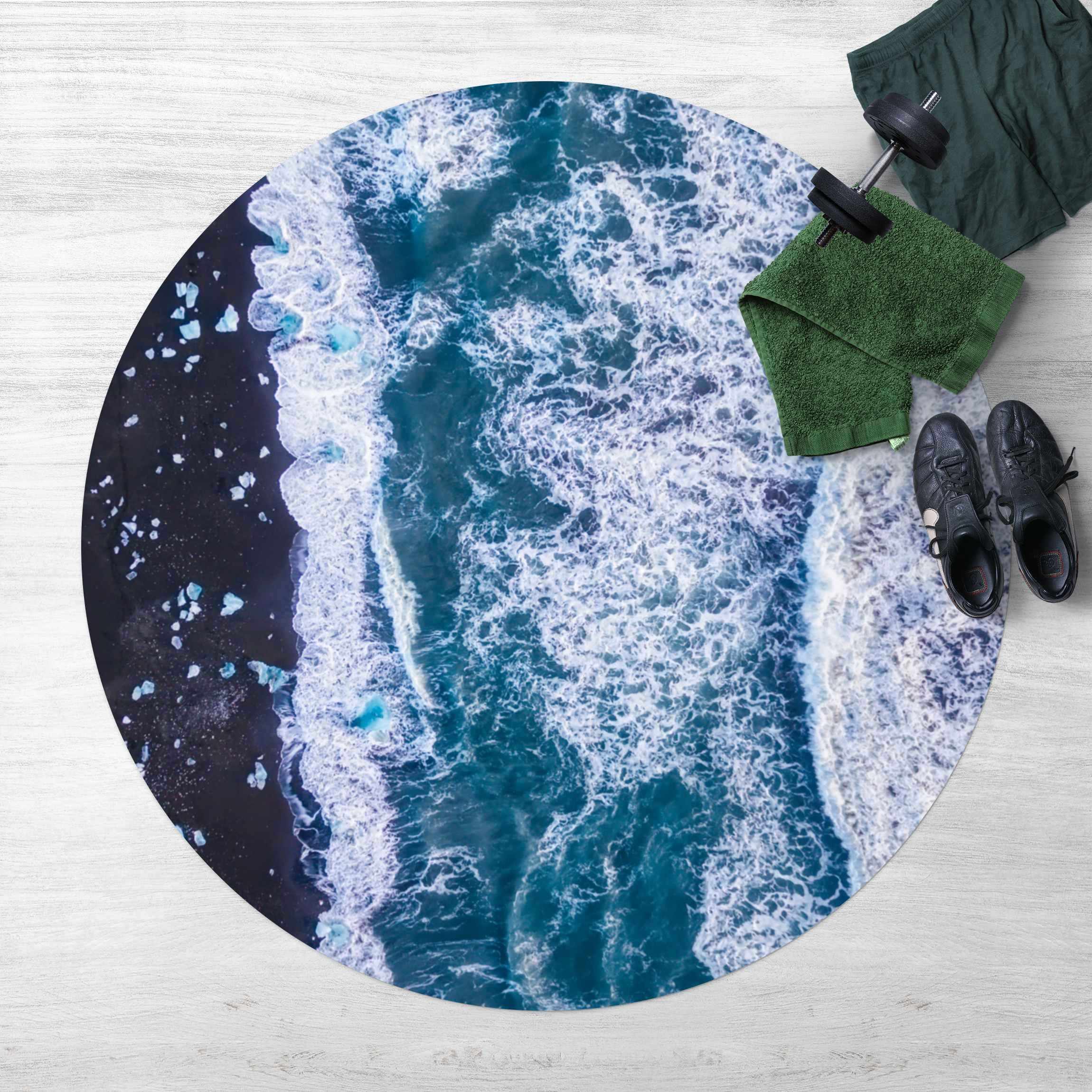 Runder Vinyl-Teppich Luftbild - Jökulsárlón in Island vertikal