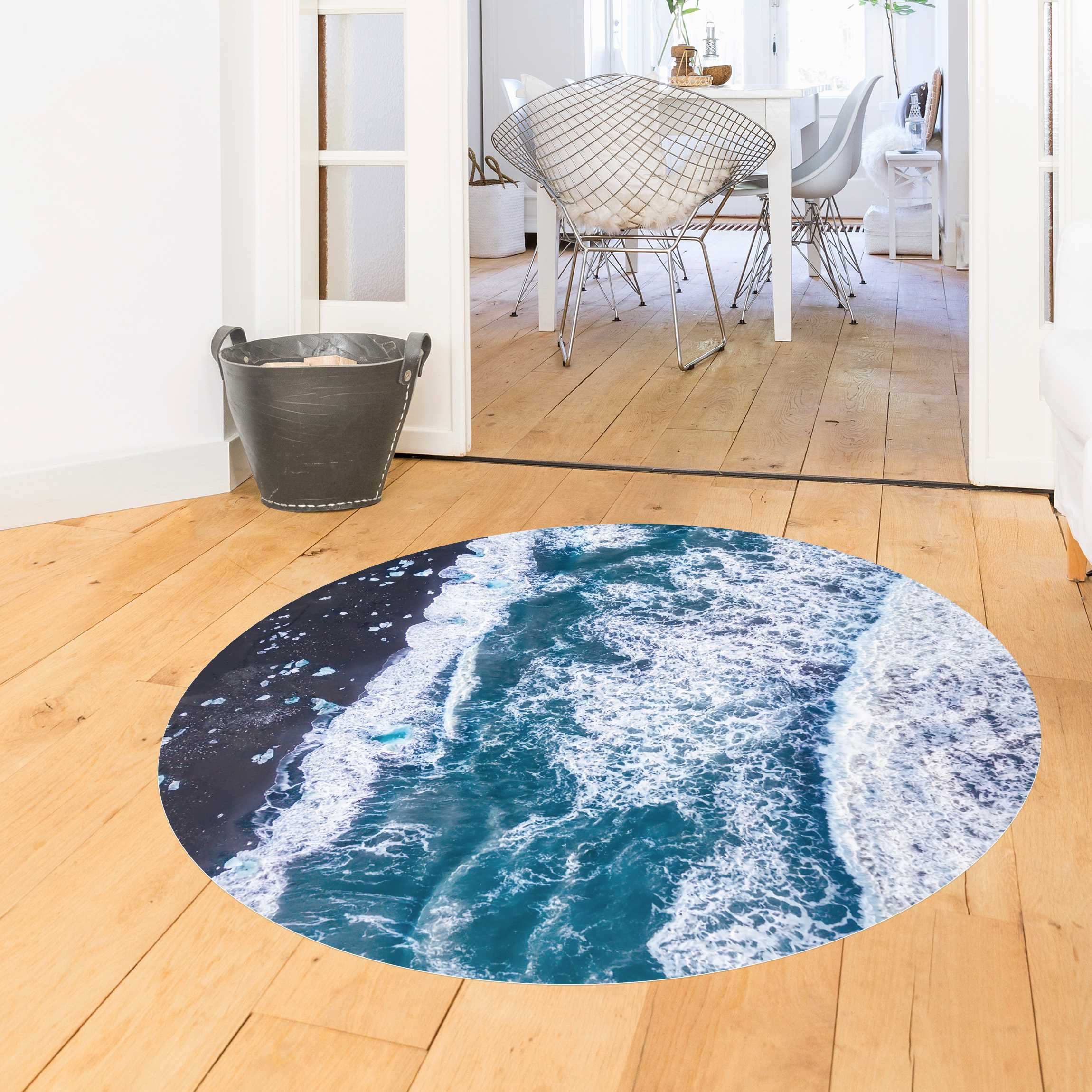 Runder Vinyl-Teppich Luftbild - Jökulsárlón in Island vertikal