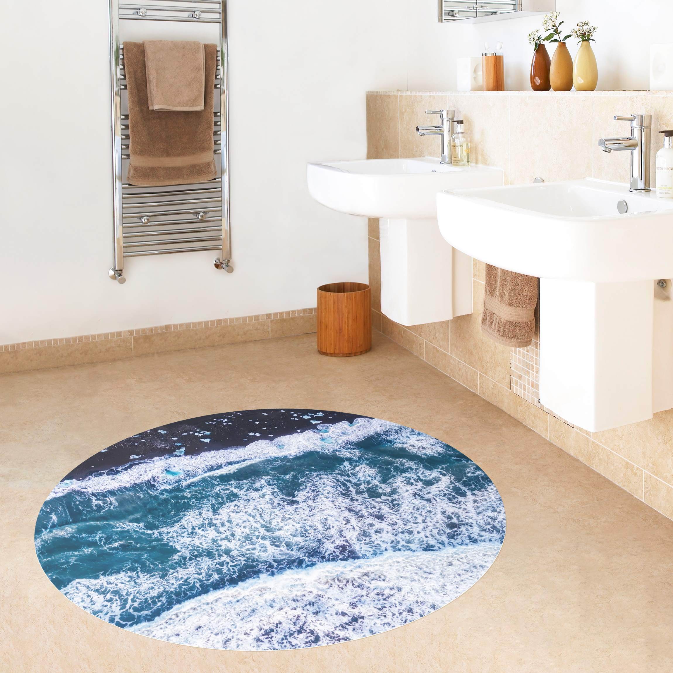 Runder Vinyl-Teppich Luftbild - Jökulsárlón in Island vertikal