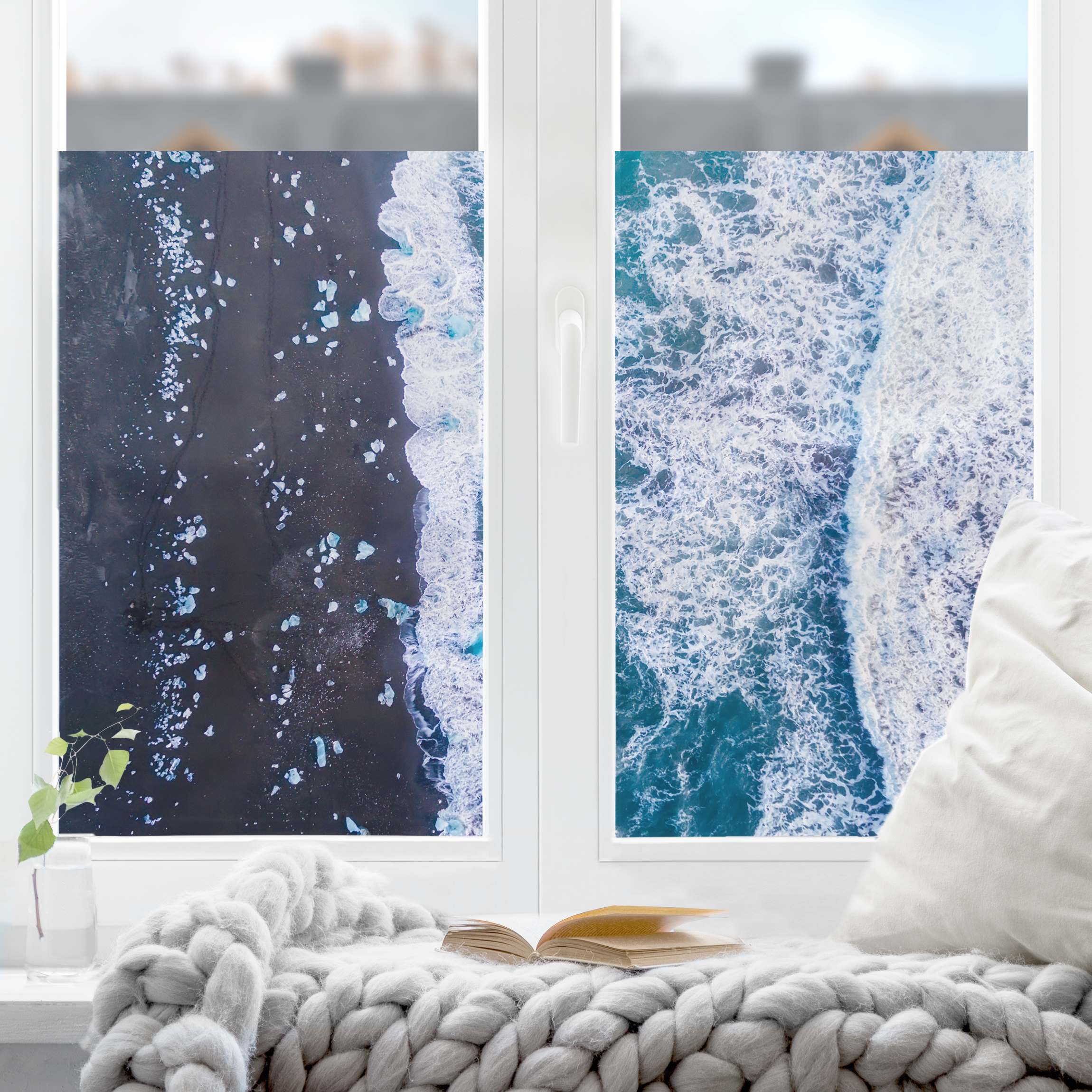 Fensterfolie Luftbild - Jökulsárlón in Island vertikal