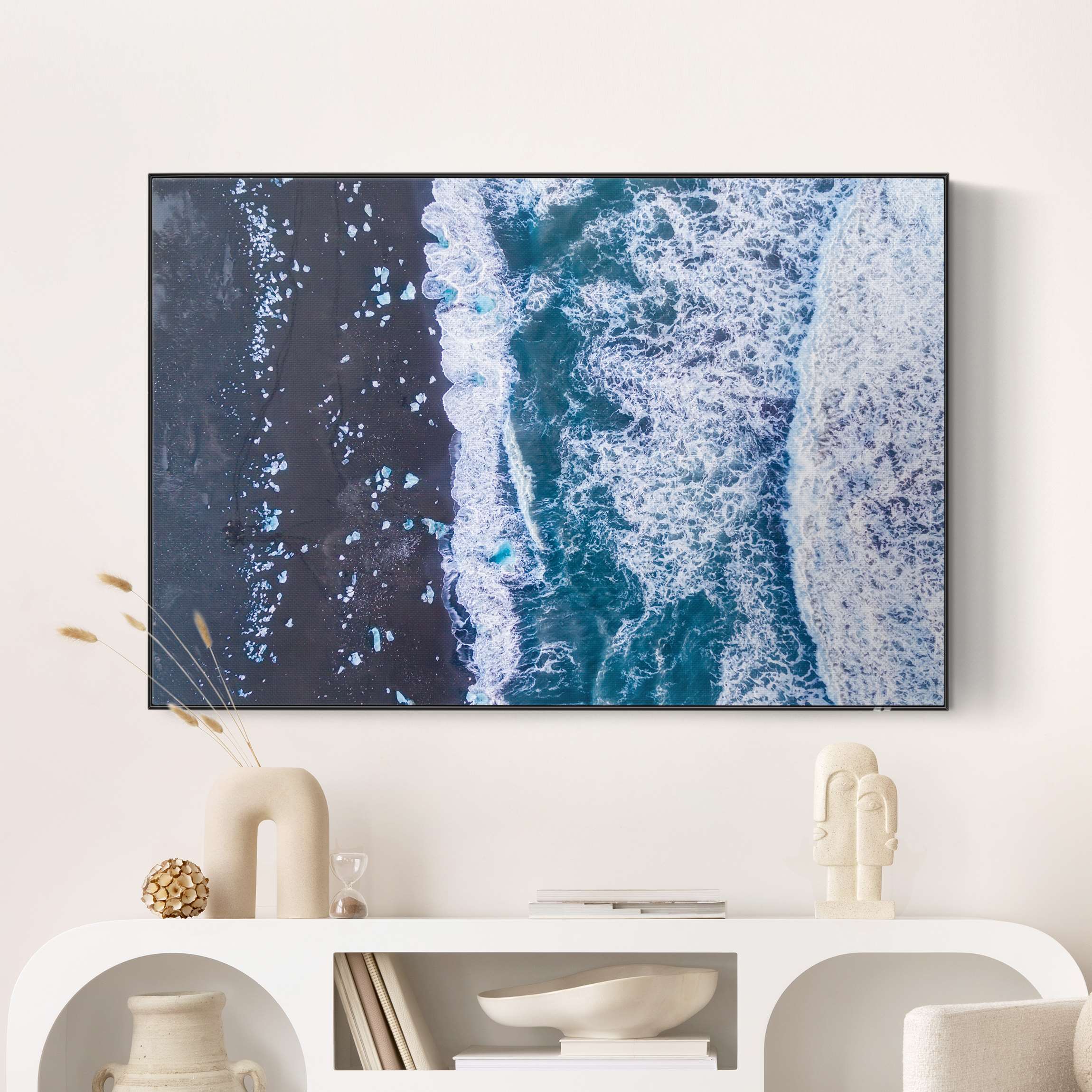 Akustik-Wechselbild Luftbild - Jökulsárlón in Island vertikal