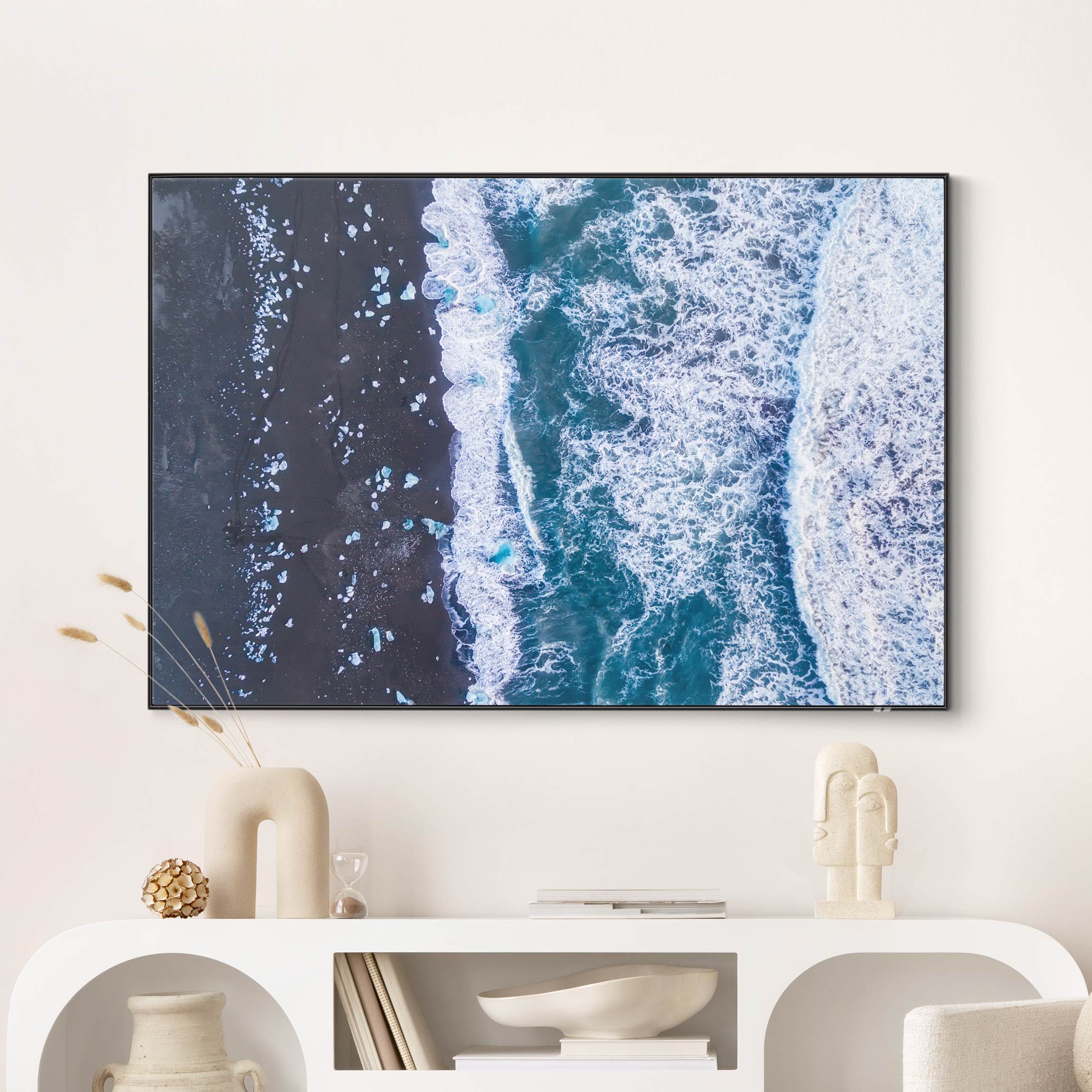 Wechselbild Luftbild - Jökulsárlón in Island vertikal