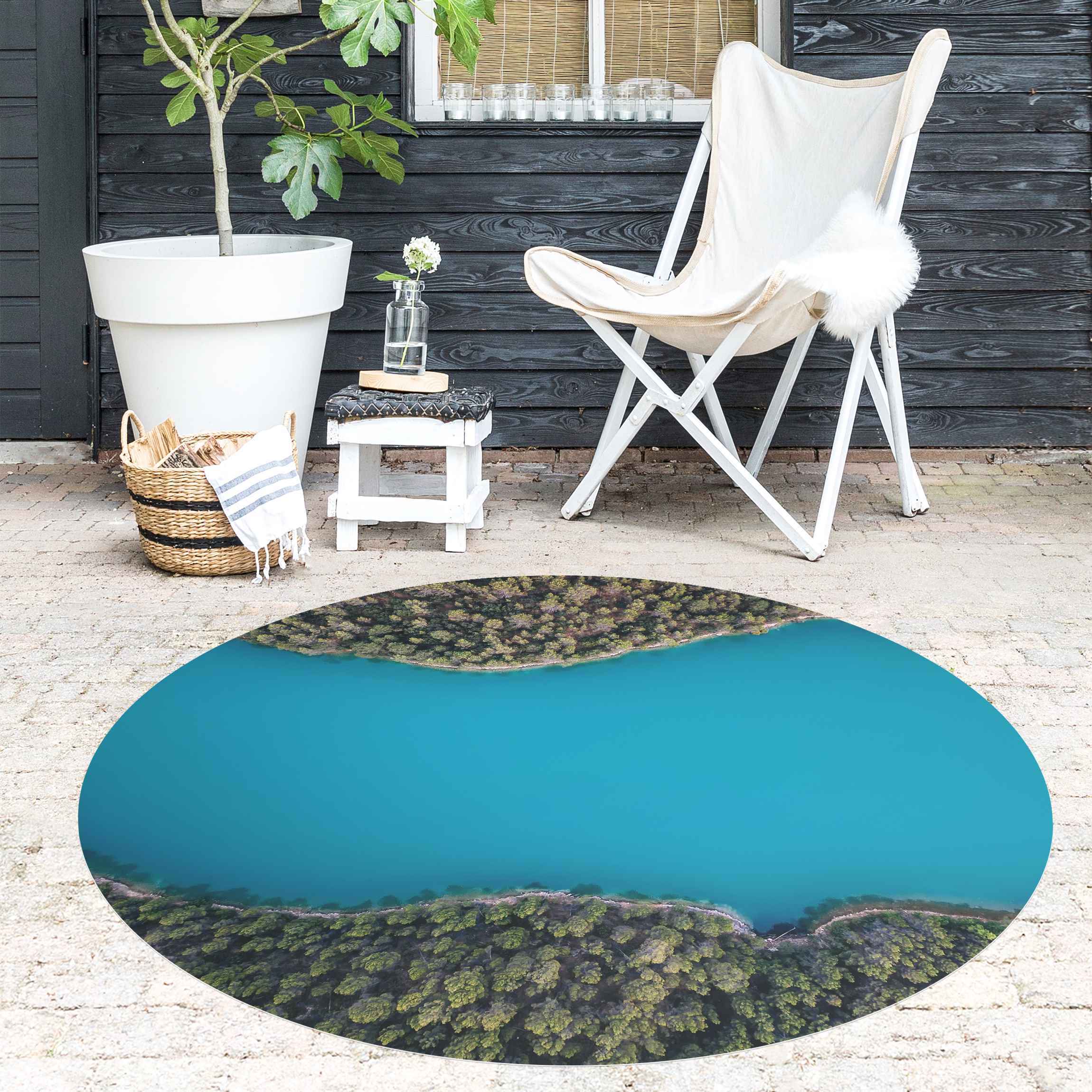 Runder Vinyl-Teppich Luftbild - Tiefblauer See