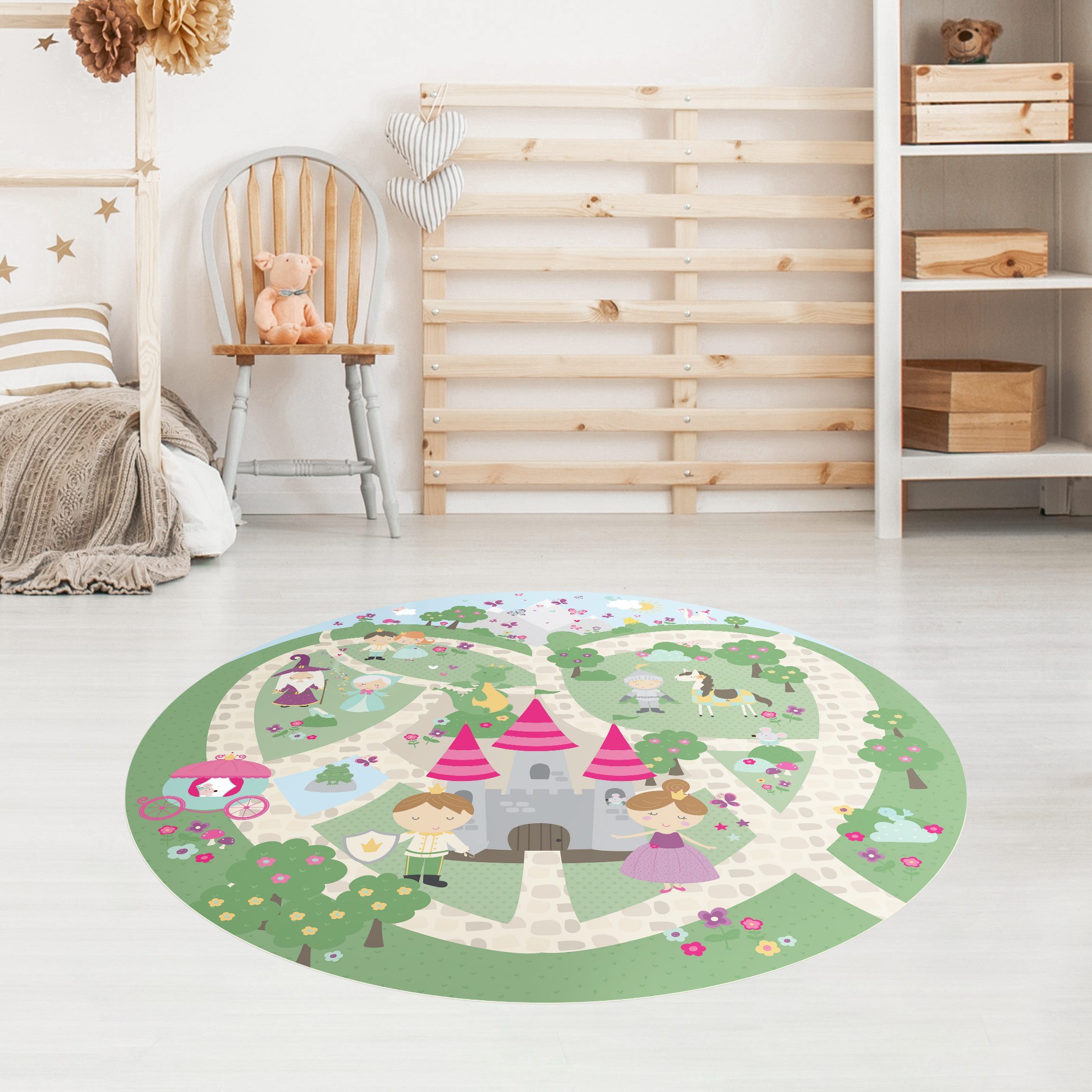 Runder Vinyl-Teppich Märchenland - Der Weg zum Schloss