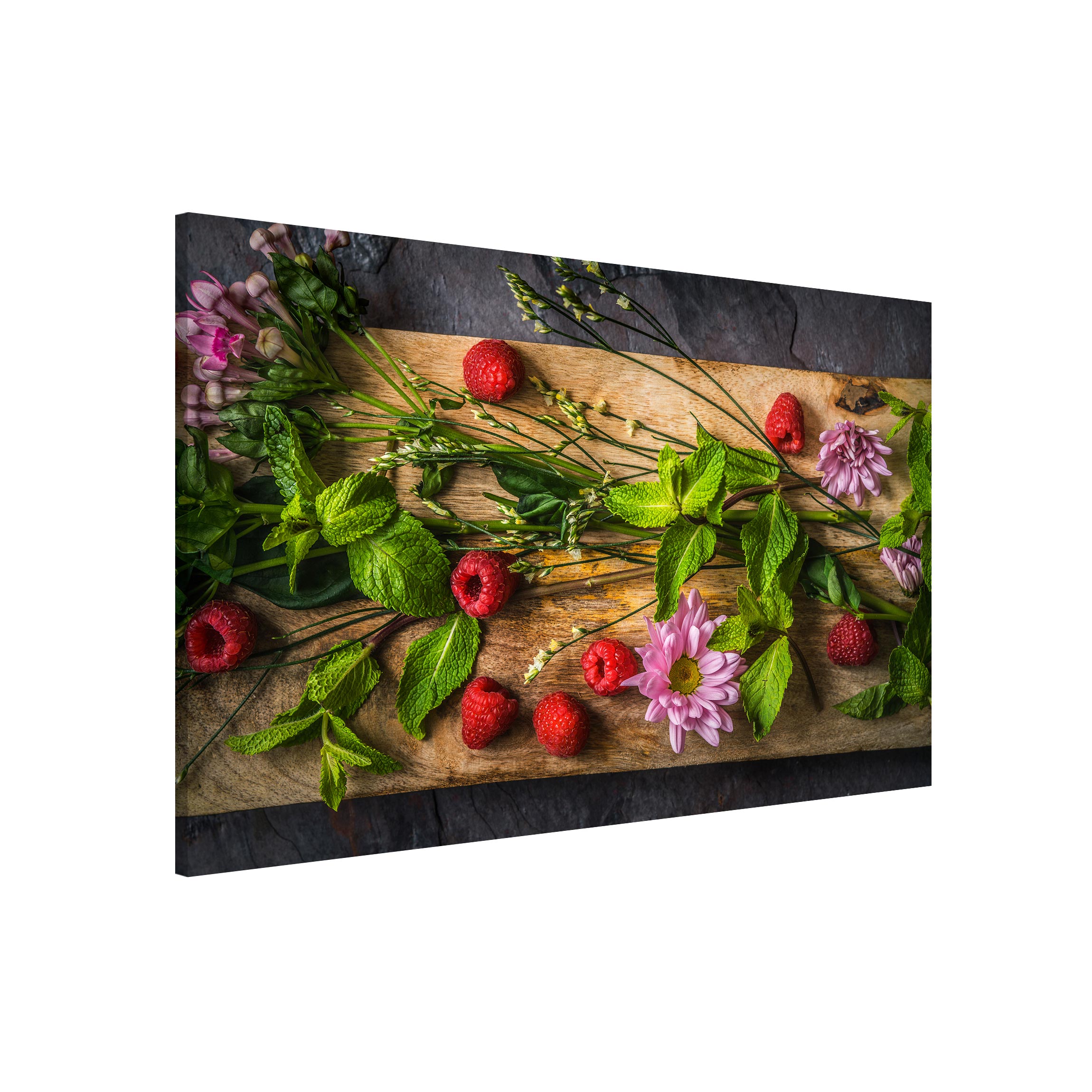 Magnettafel - Querformat 3:2 Blumen Himbeeren Minze
