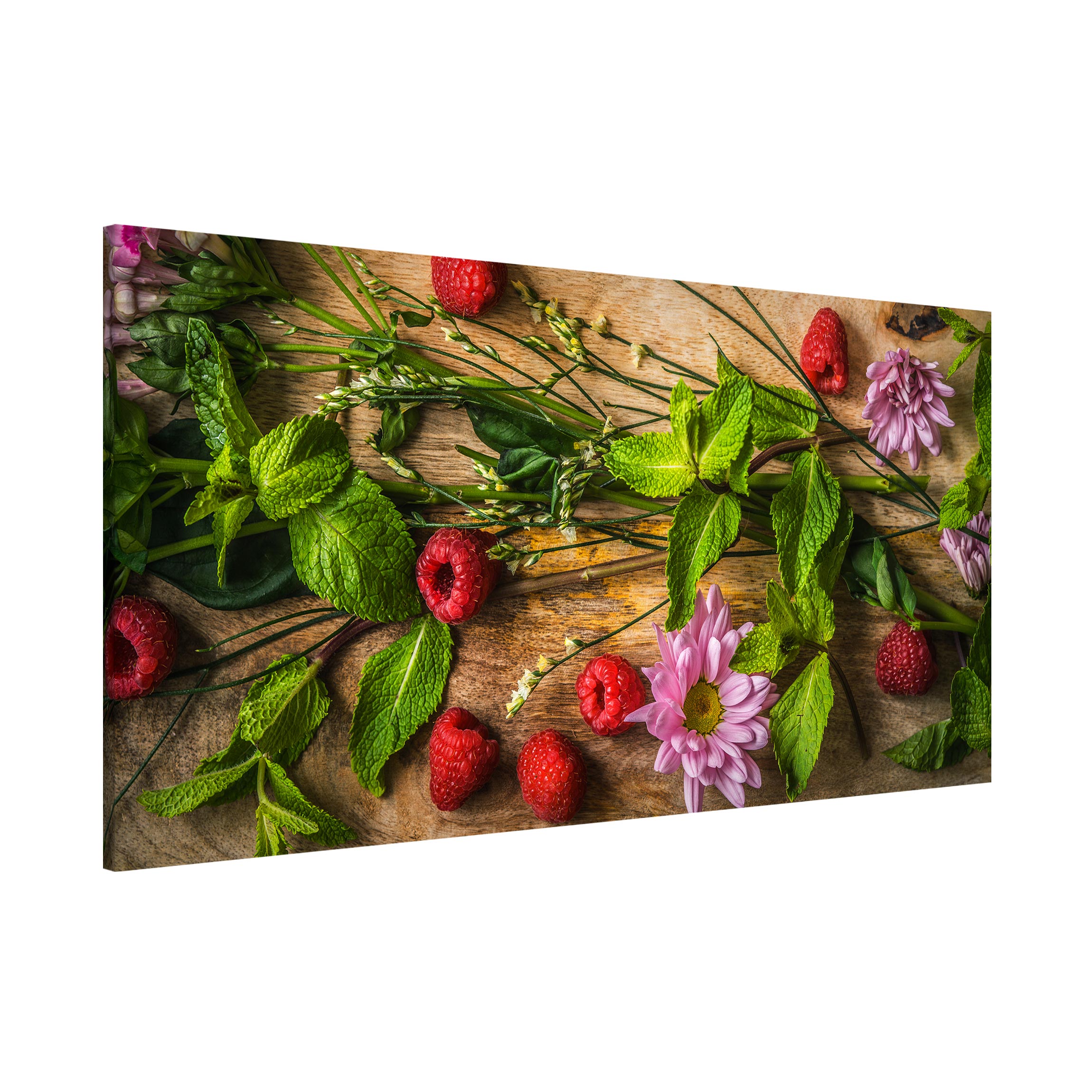 Magnettafel Blumen Himbeeren Minze