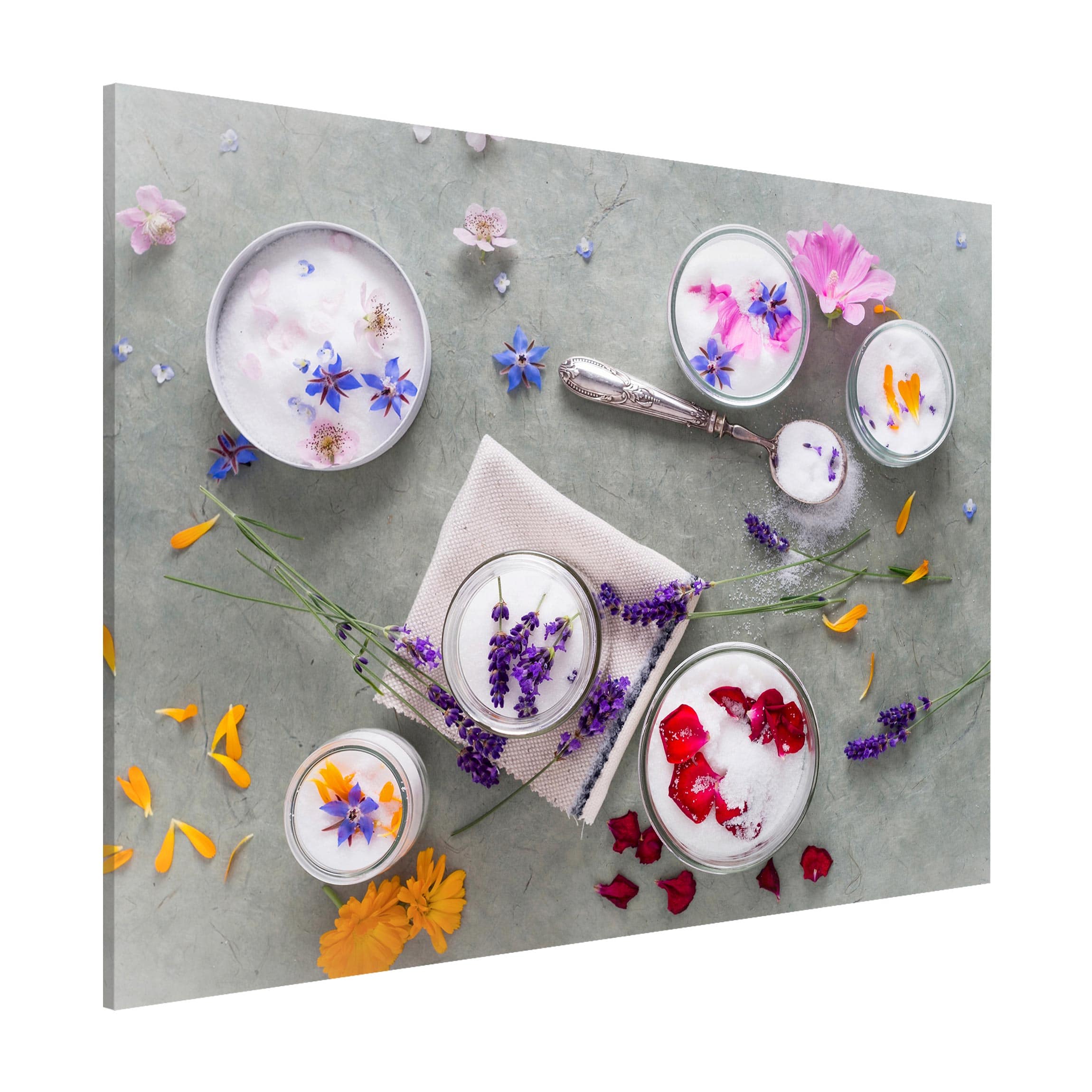 Magnettafel - Querformat 4:3 Essbare Blüten mit Lavendelzucker