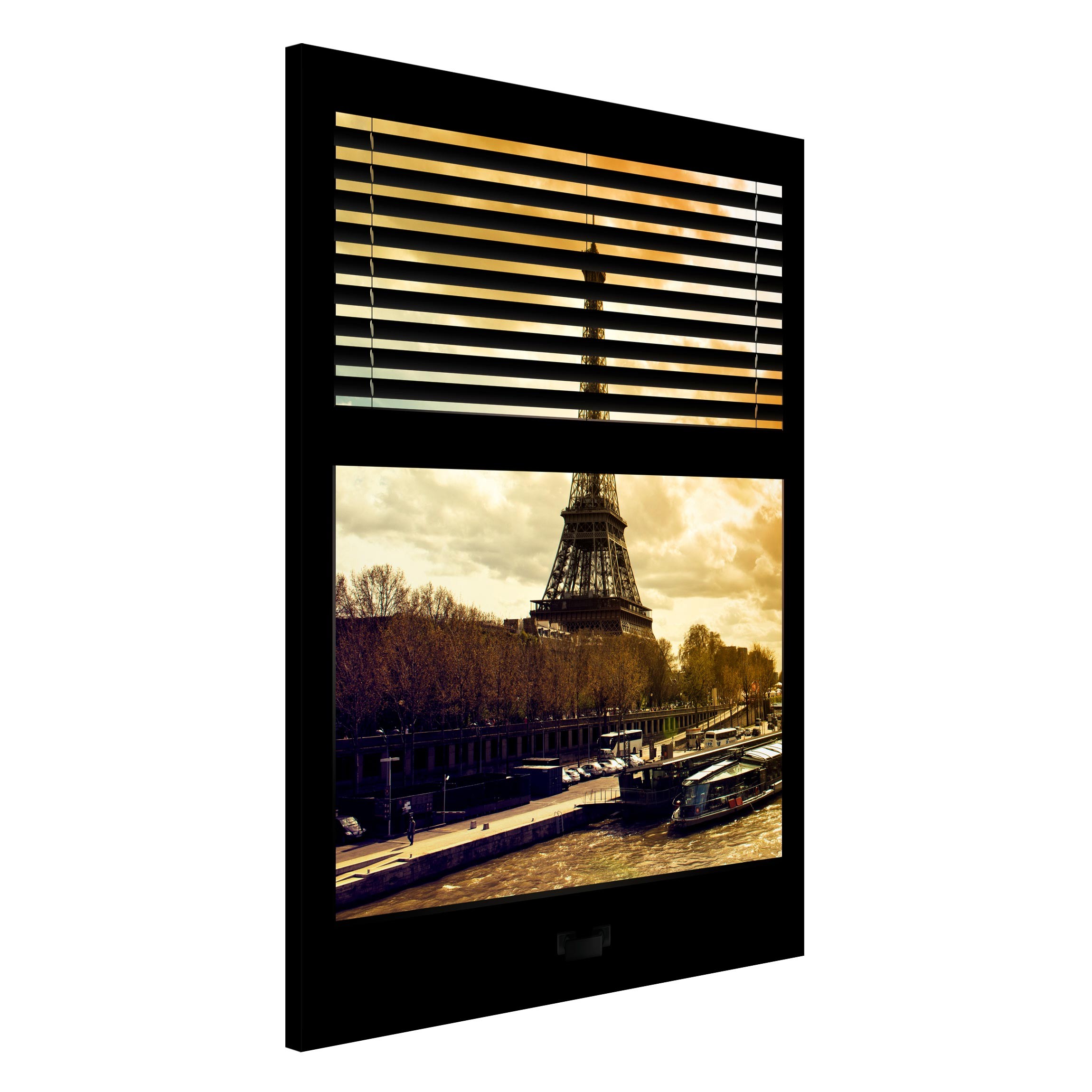 Magnettafel - Hochformat 2:3 Fensterausblick Jalousie - Paris Eiffelturm Sonnenuntergang