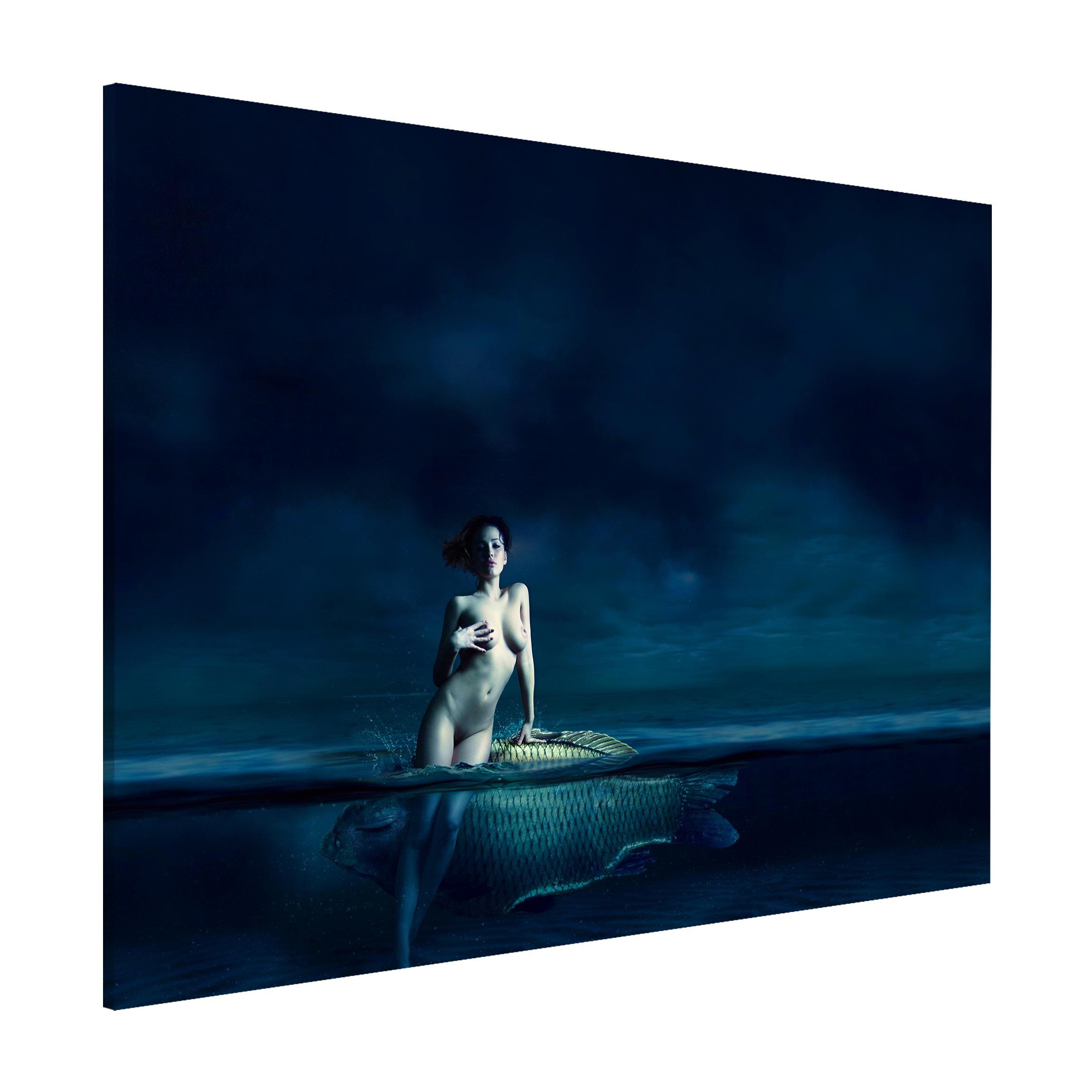 Magnettafel - Querformat 4:3 Frauenakt mit Fisch