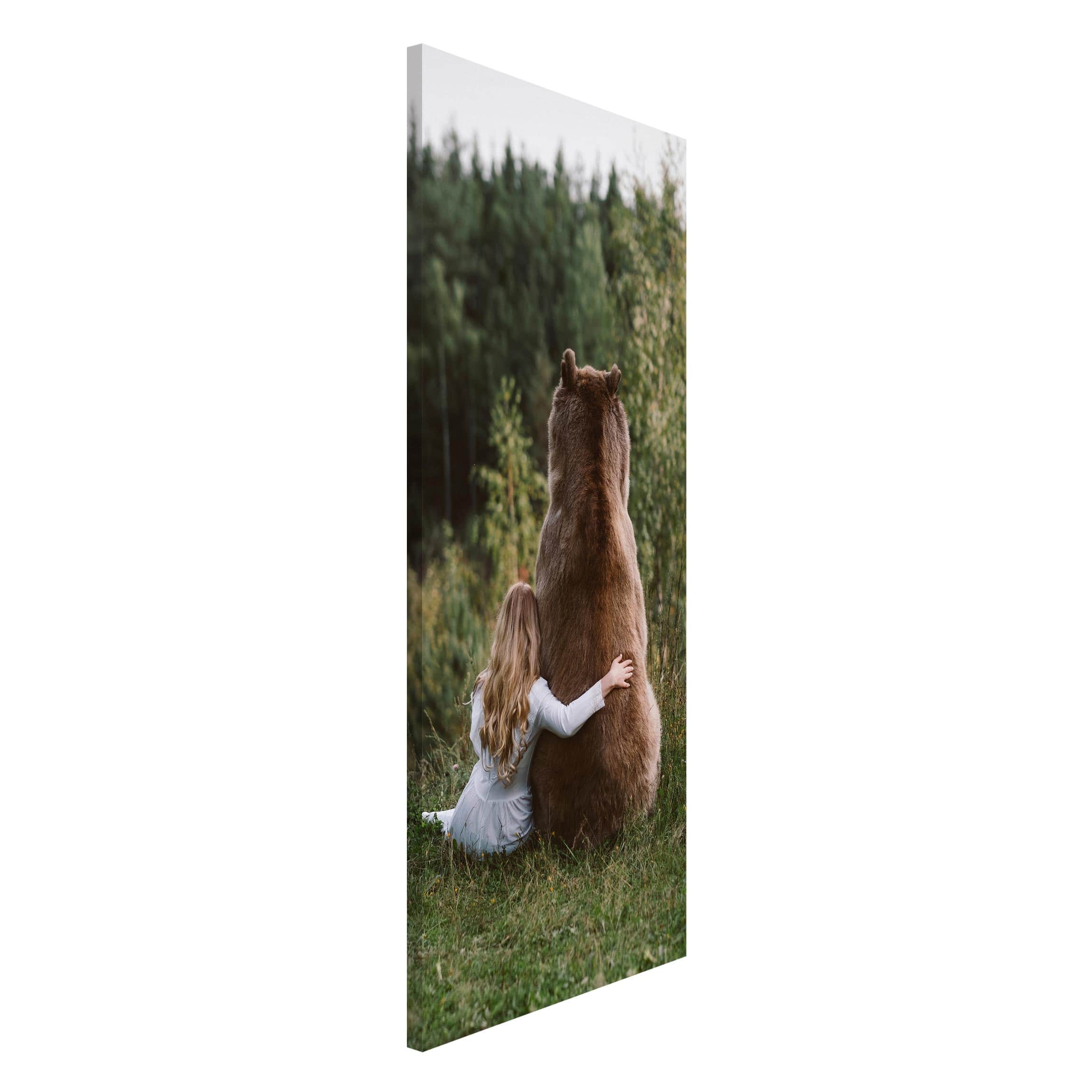 Magnettafel - Hochformat 1:2 Mädchen mit Braunbär