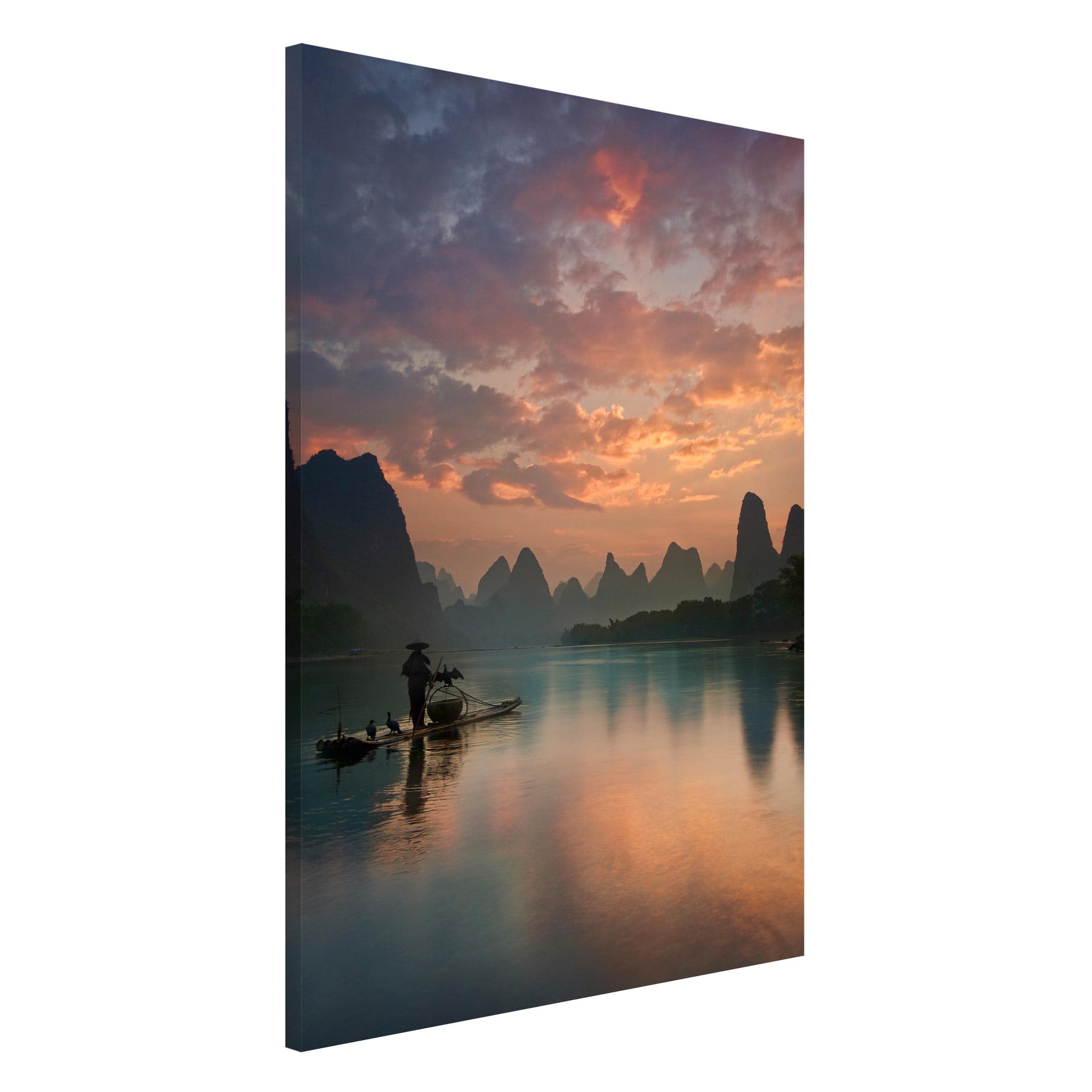 Magnettafel - Hochformat 2:3 Sonnenaufgang über chinesischem Fluss