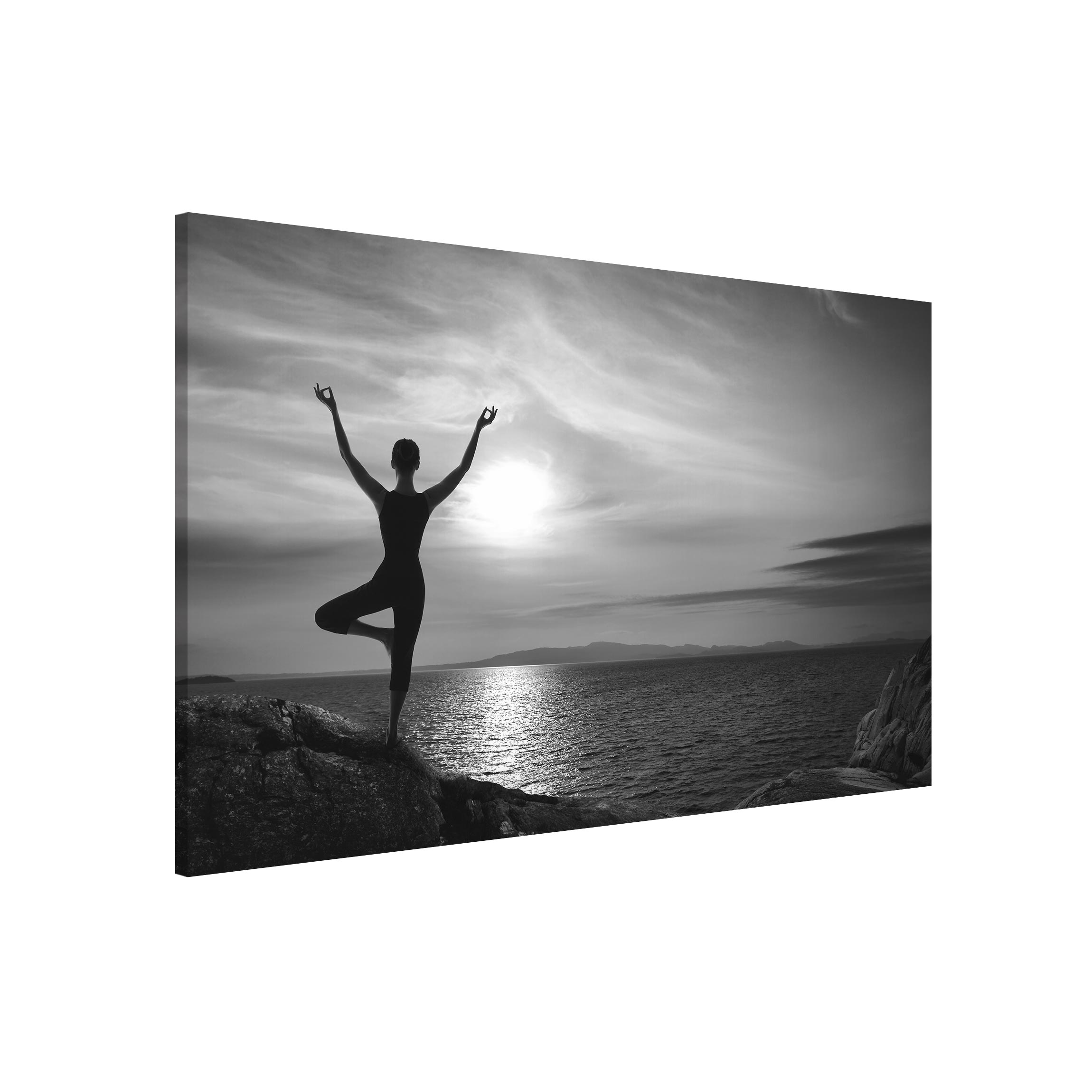 Magnettafel - Querformat 3:2 Yoga schwarz weiss