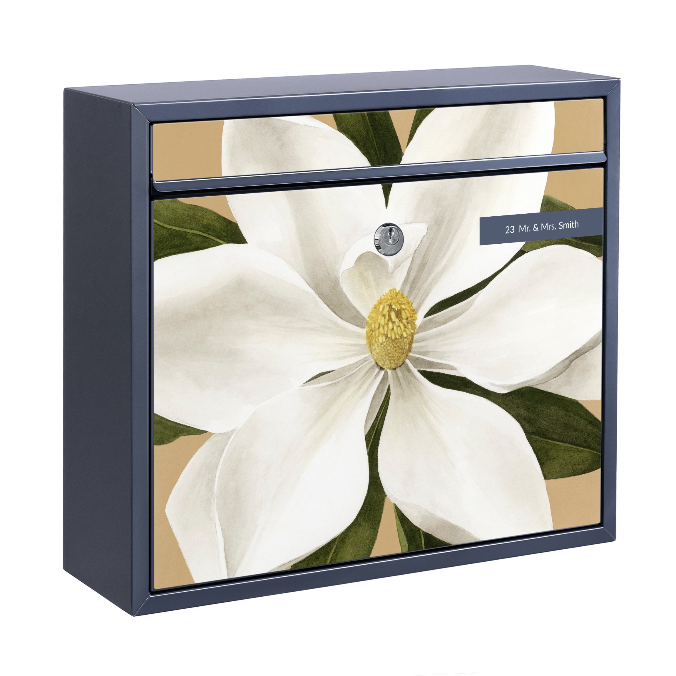 Briefkasten mit eigenem Text Magnolie auf Gold I