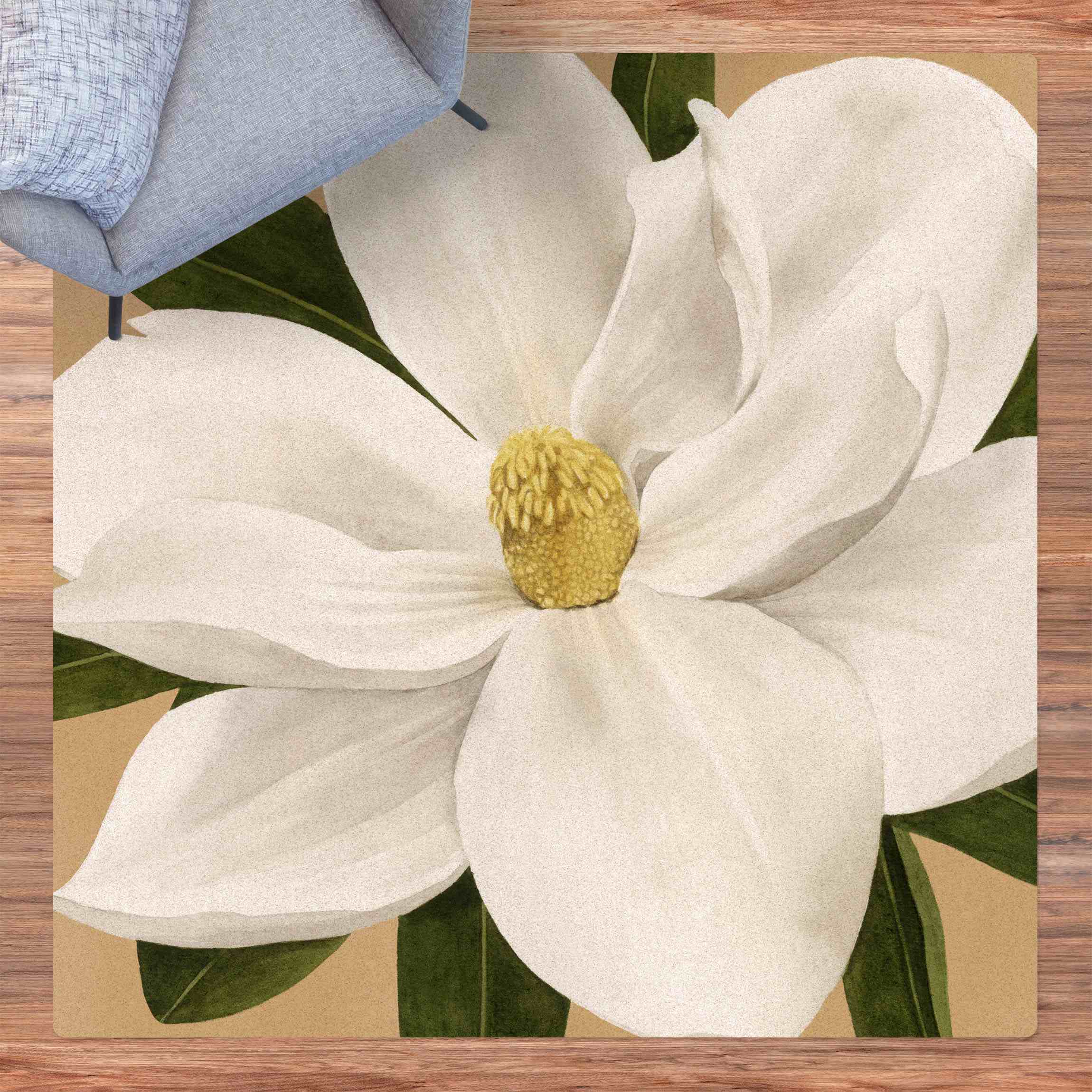 Kork-Teppich Magnolie auf Gold II