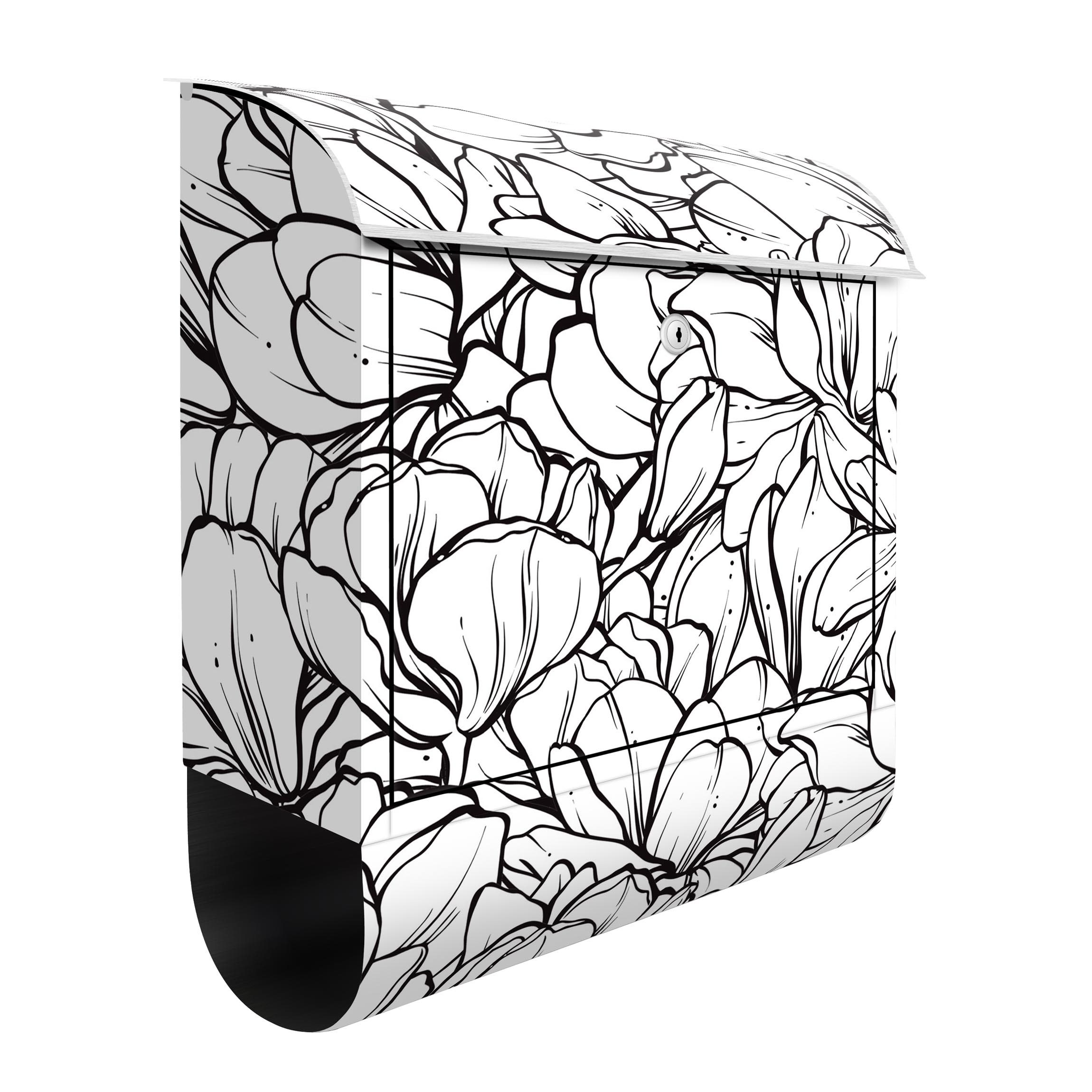 Briefkasten Magnolien Blütenmeer Schwarz Weiß