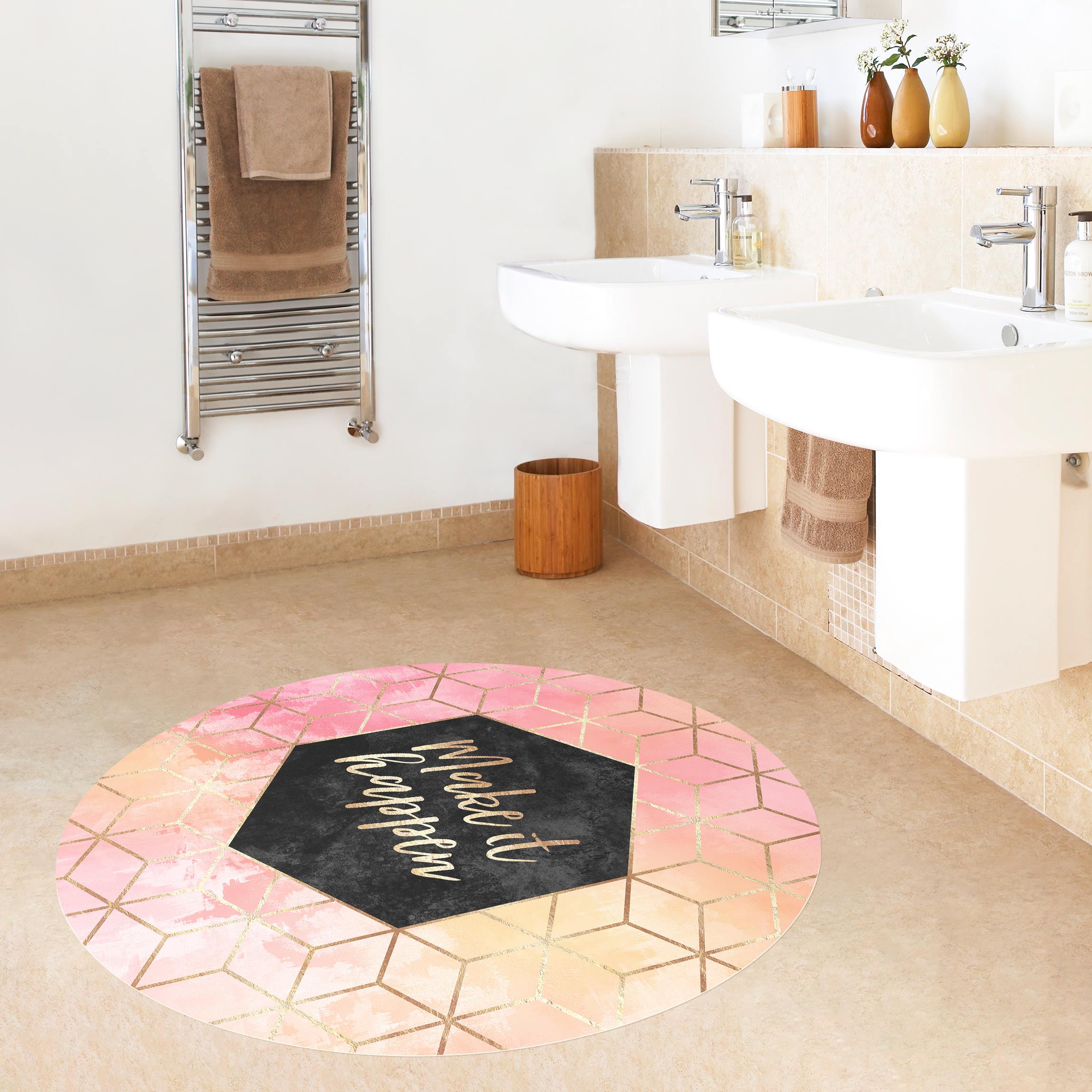 Runder Vinyl-Teppich Make It Happen Geometrie Pastell