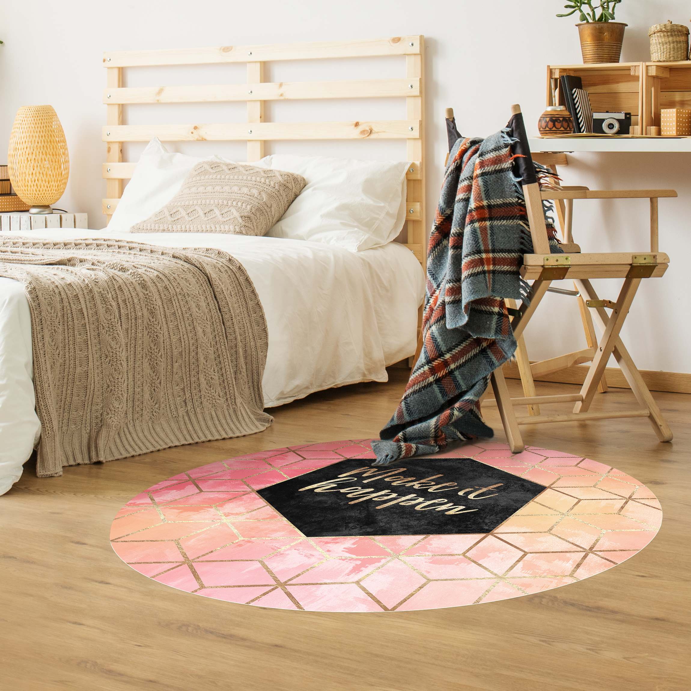 Runder Vinyl-Teppich Make It Happen Geometrie Pastell