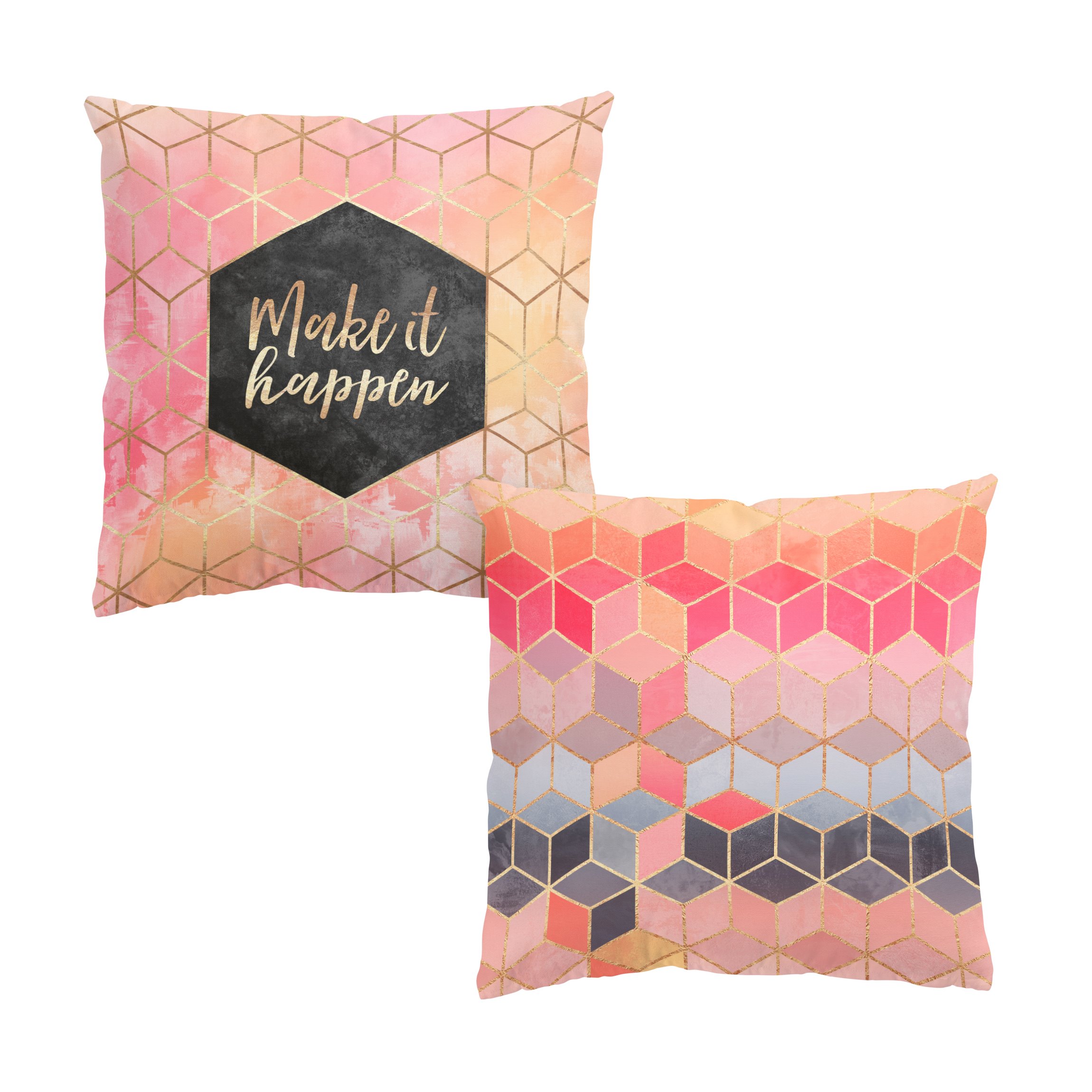 Dekokissen 2er Set Make It Happen Geometrie Set Pink