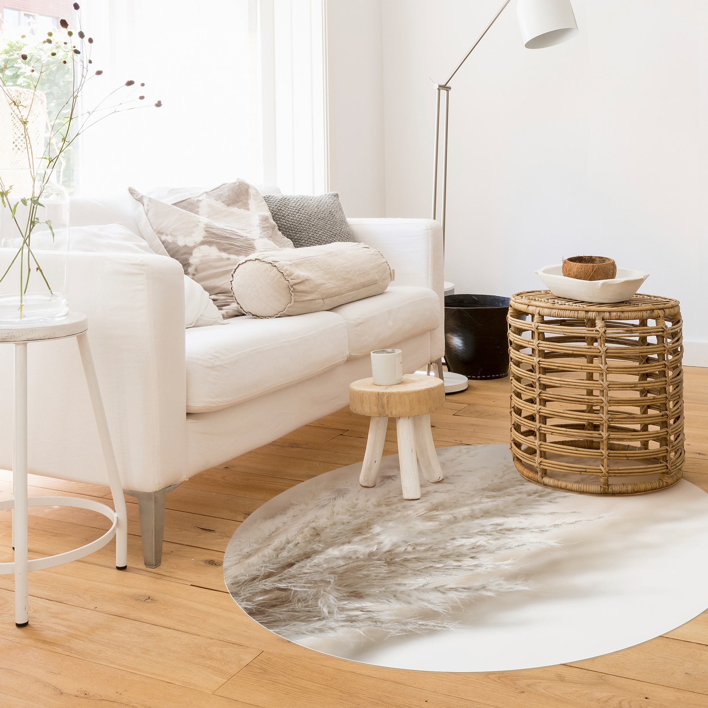 Runder Vinyl-Teppich Makroaufnahme Pampasgras