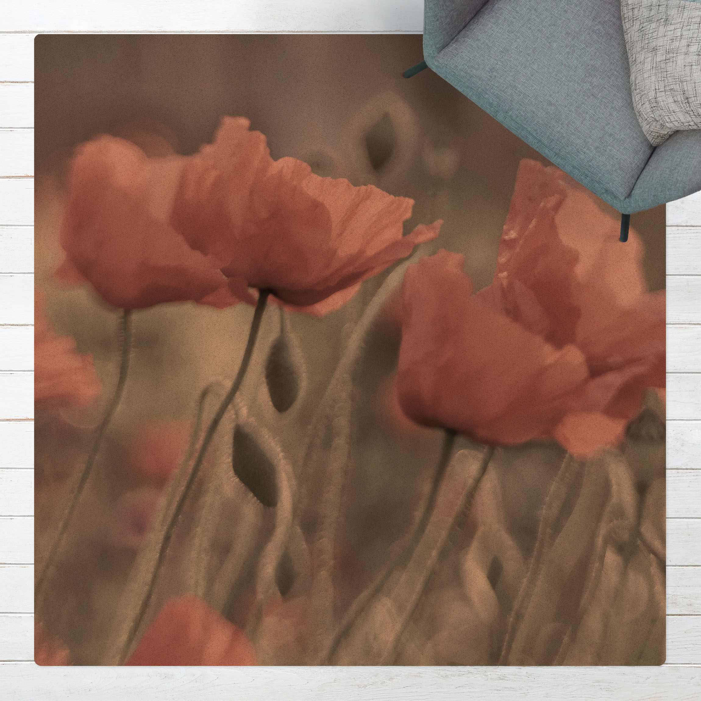 Kork-Teppich Malerische Mohnblumen