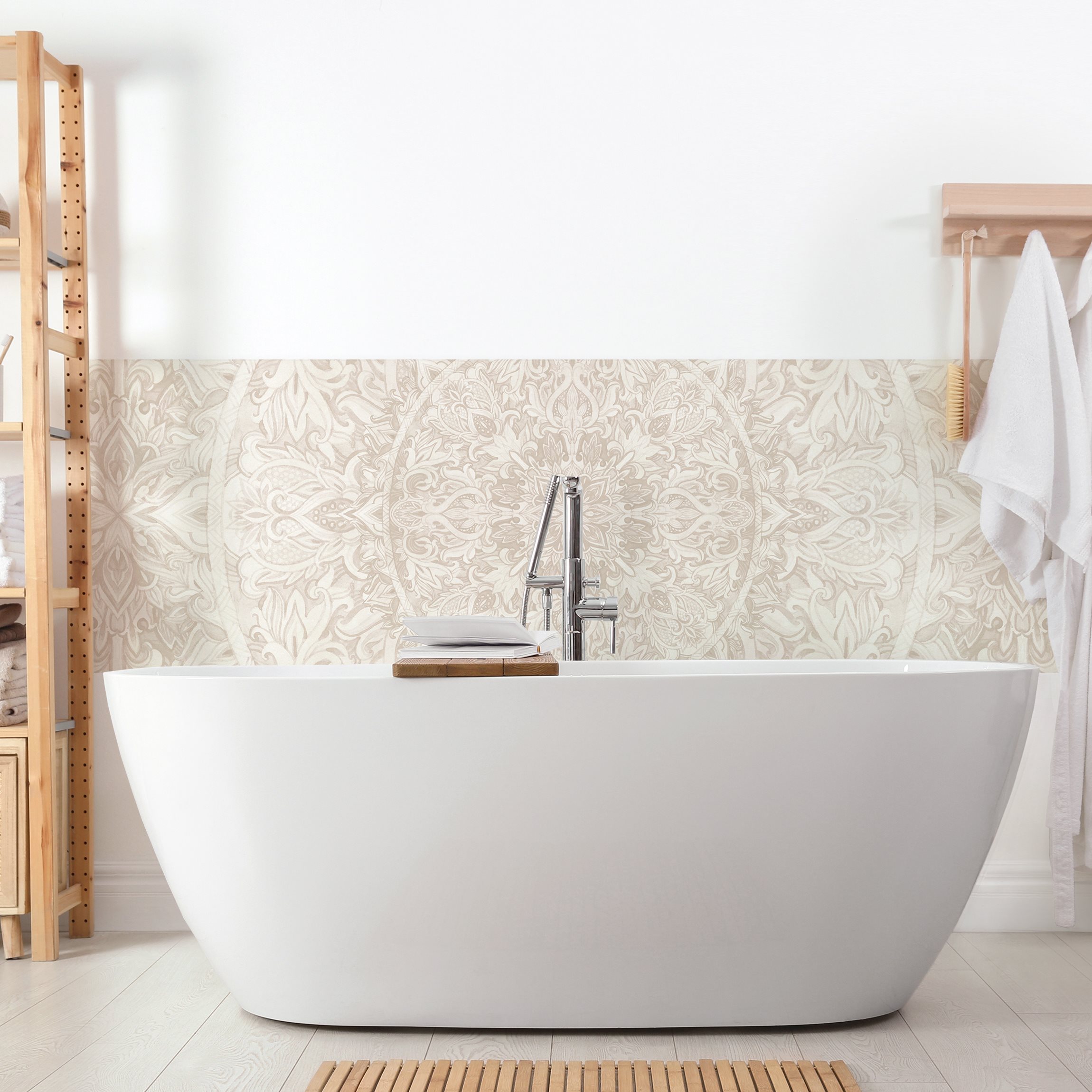 Wandverkleidung Bad Mandala Aquarell Muster Ornament beige