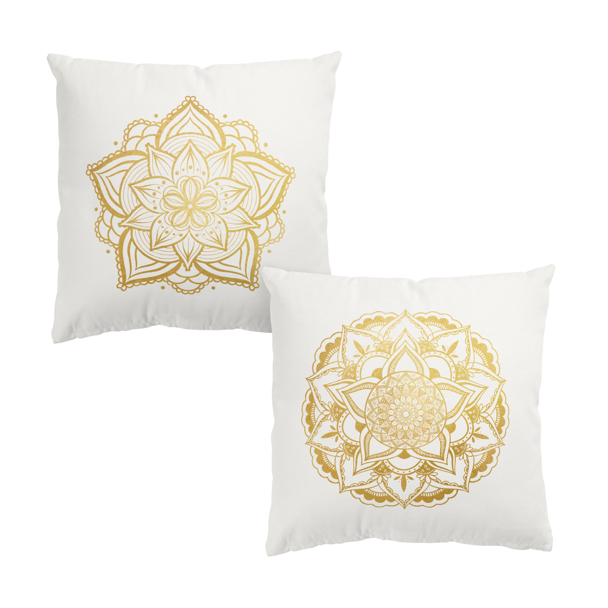 Dekokissen 2er Set Mandala Blüte Illustration Set Gold