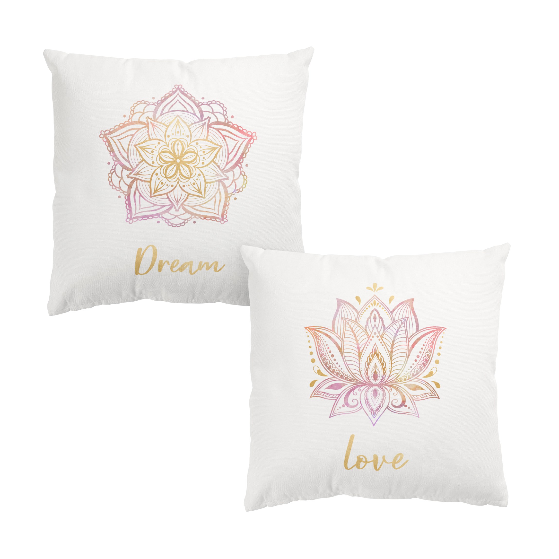 Dekokissen 2er Set Mandala Dream Love Set Gold Rosa