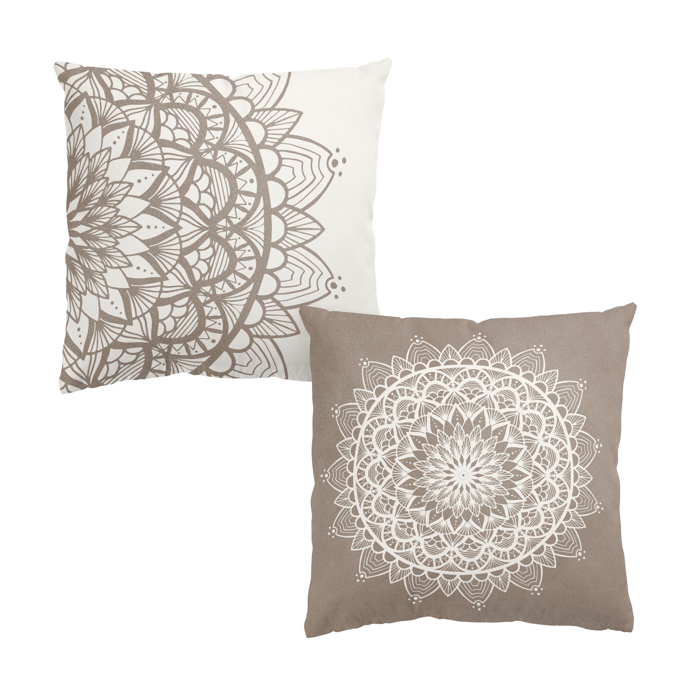 Dekokissen 2er Set Mandala Illustration shabby Set beige weiß