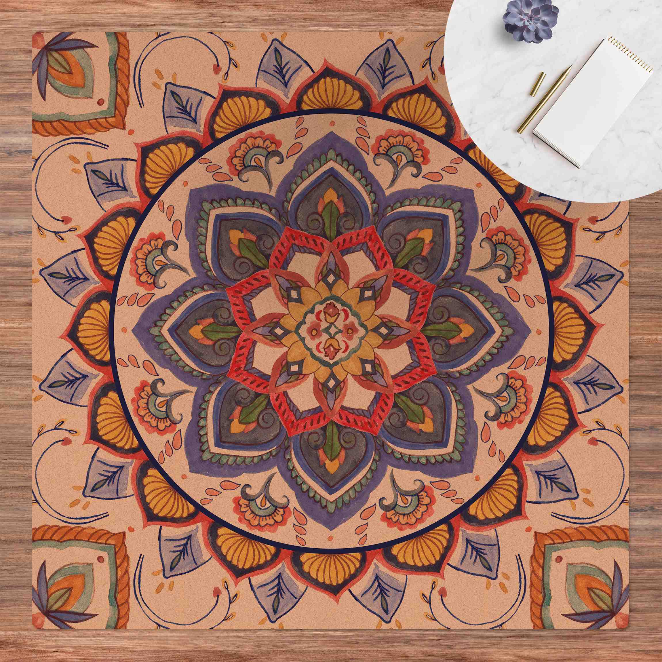 Kork-Teppich Mandala Meditation Chakra