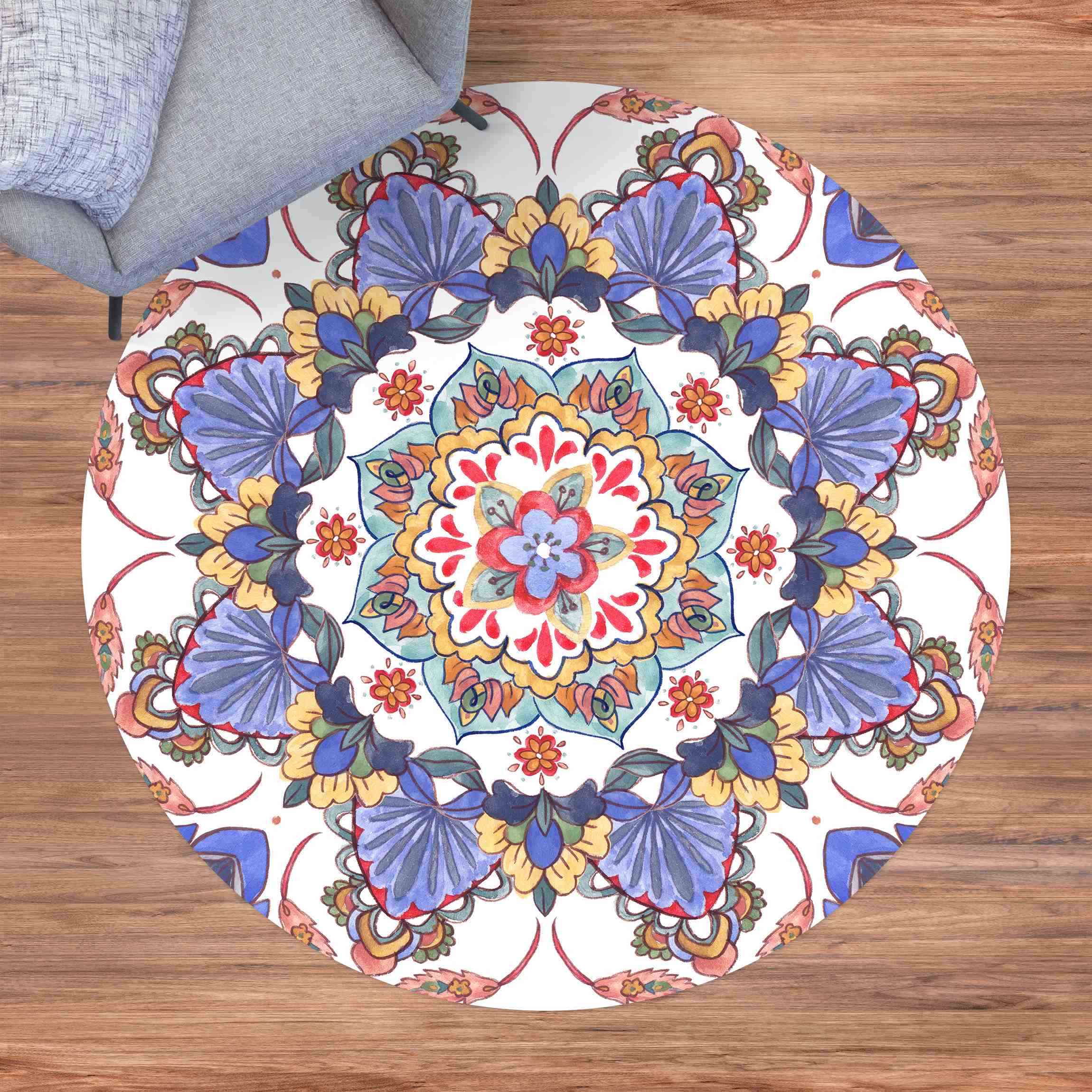 Runder Vinyl-Teppich Mandala Meditation Hartha