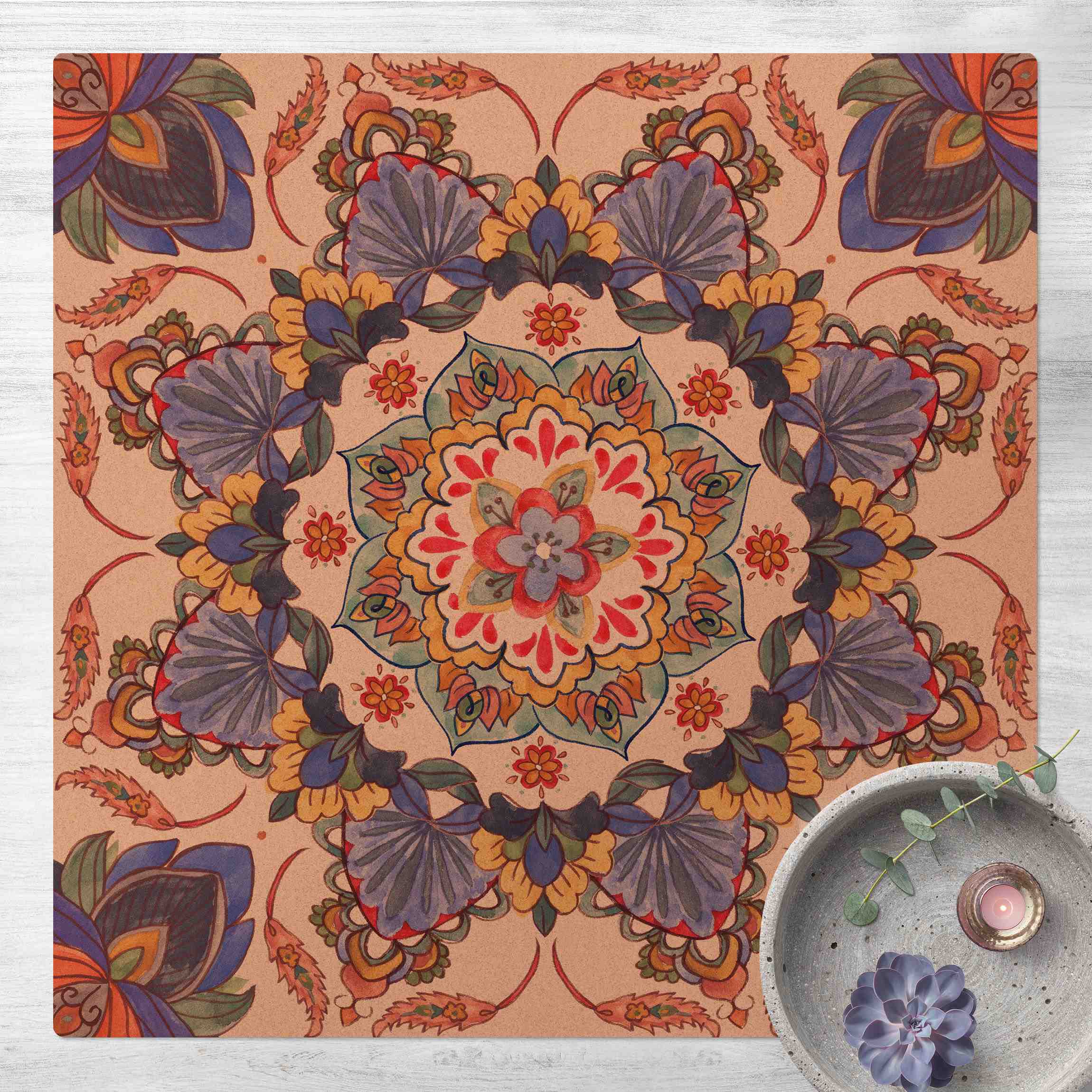 Kork-Teppich Mandala Meditation Hartha