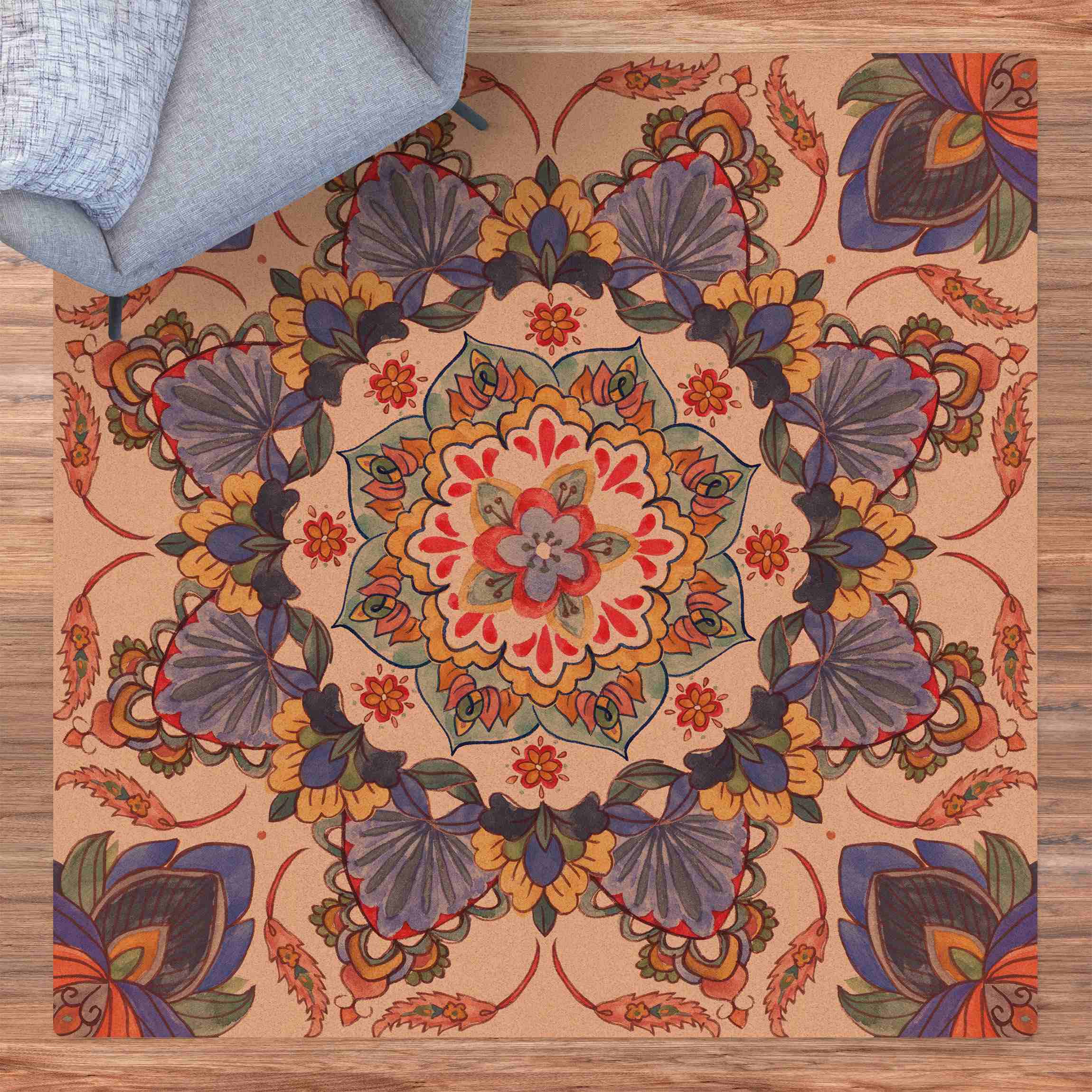 Kork-Teppich Mandala Meditation Hartha