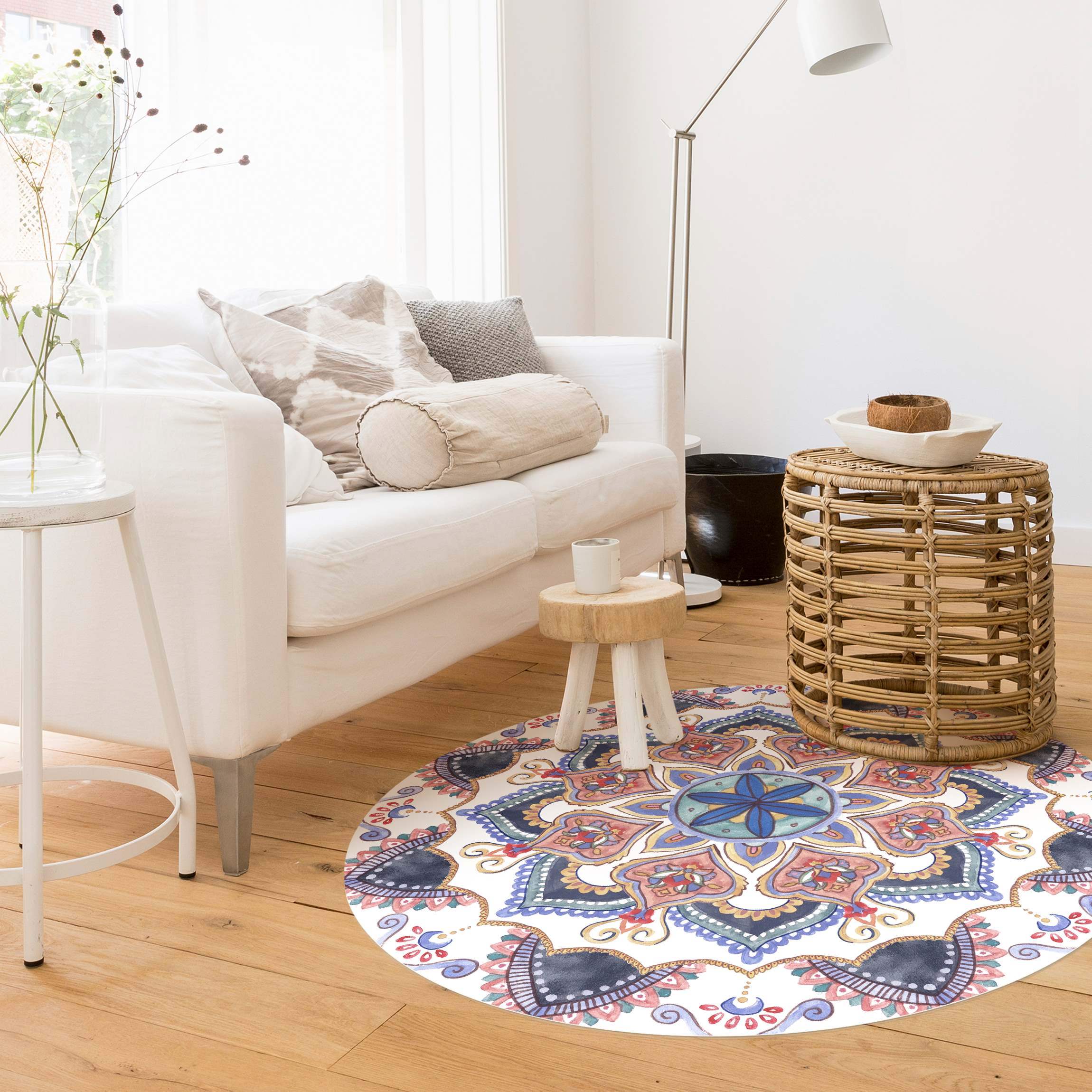 Runder Vinyl-Teppich Mandala Meditation Mantra