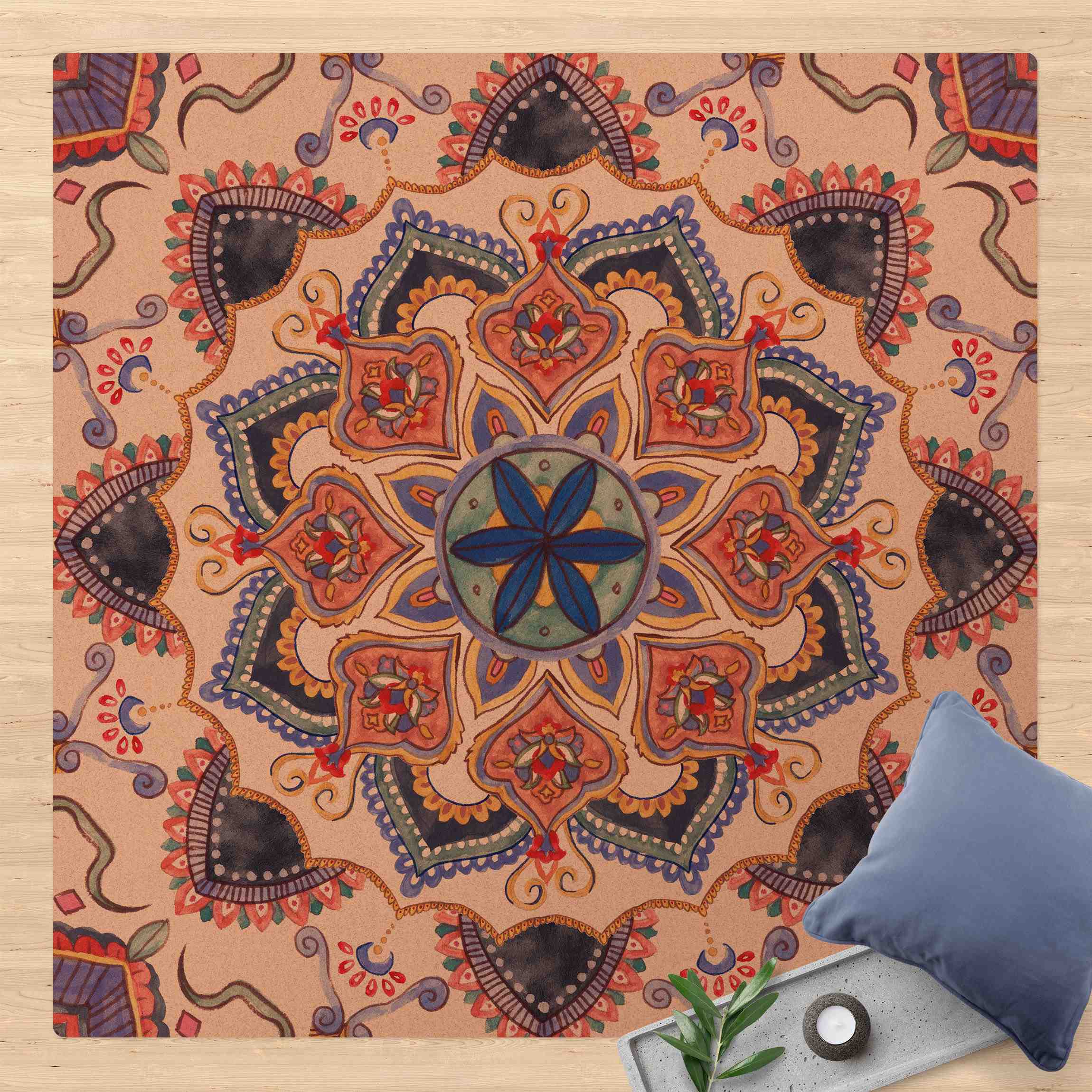 Kork-Teppich Mandala Meditation Mantra