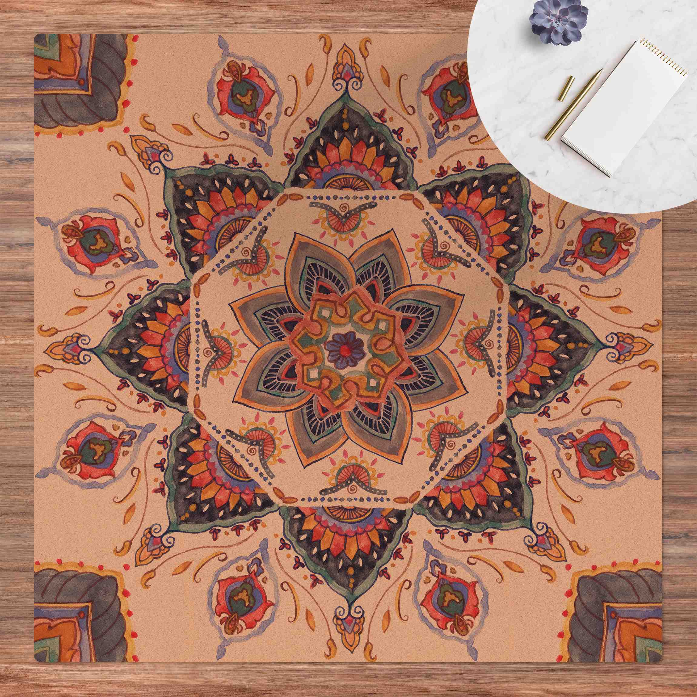 Kork-Teppich Mandala Meditation