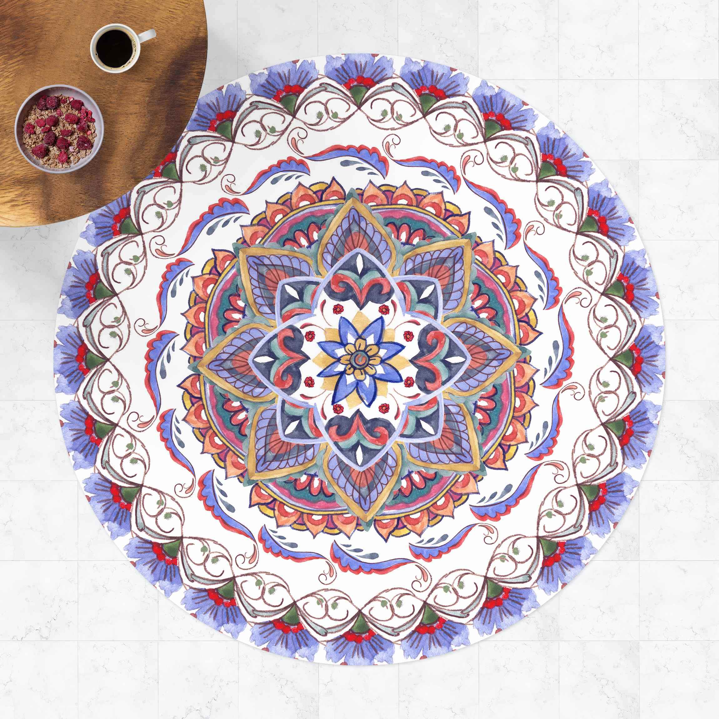 Runder Vinyl-Teppich Mandala Meditation Pranayama