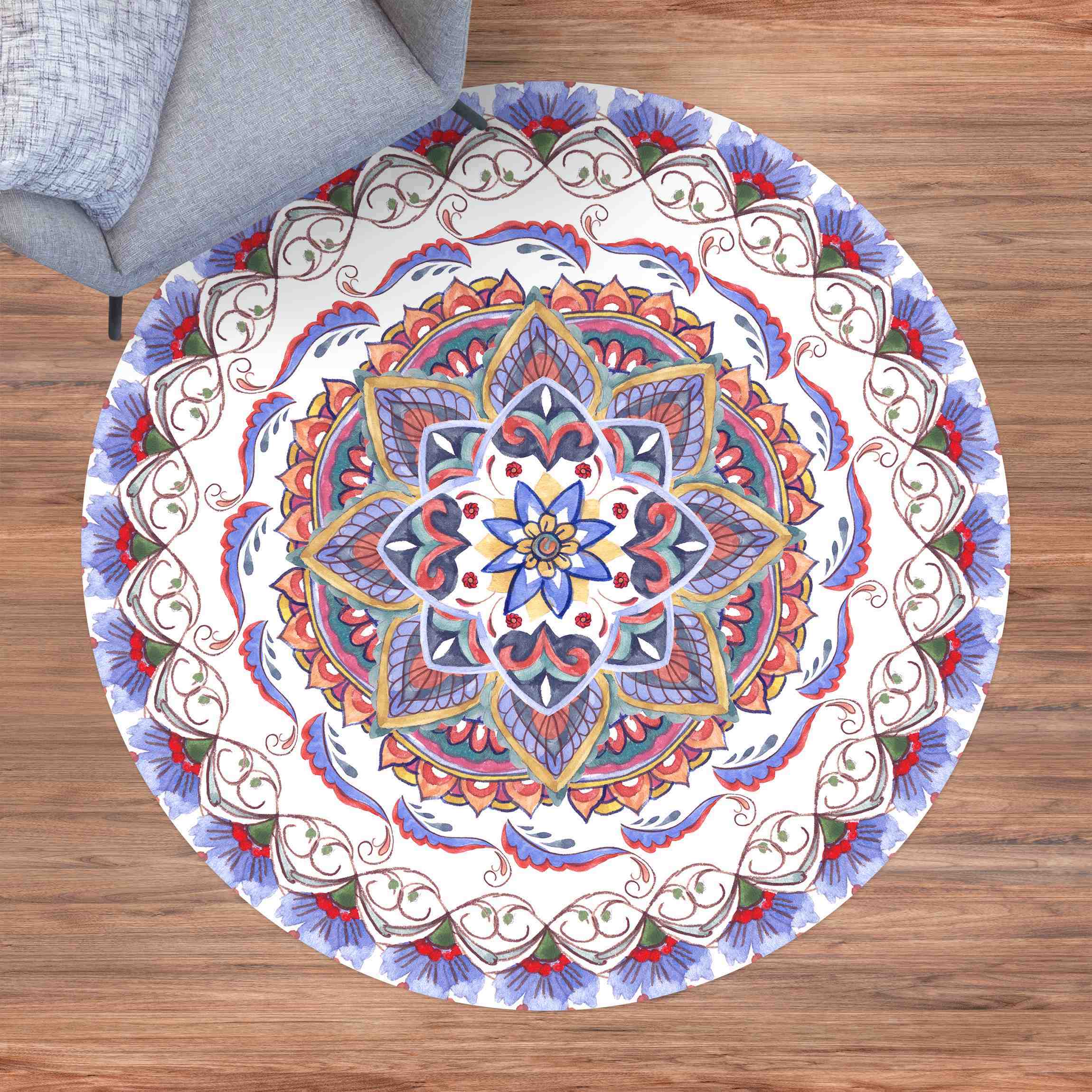 Runder Vinyl-Teppich Mandala Meditation Pranayama