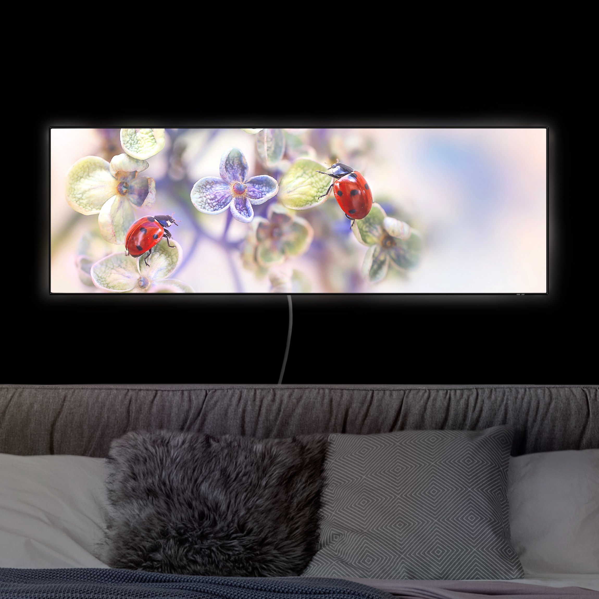 LED-Wechselbild Marienkäfer im Garten