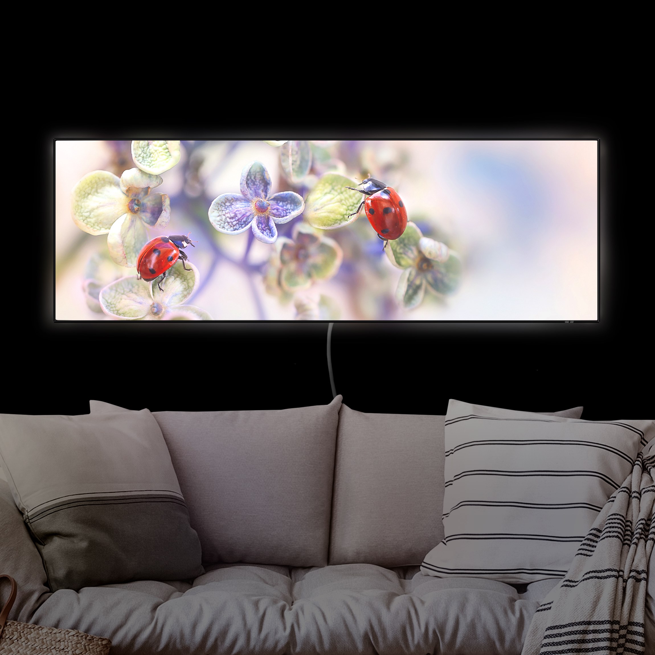 LED-Wechselbild Marienkäfer im Garten