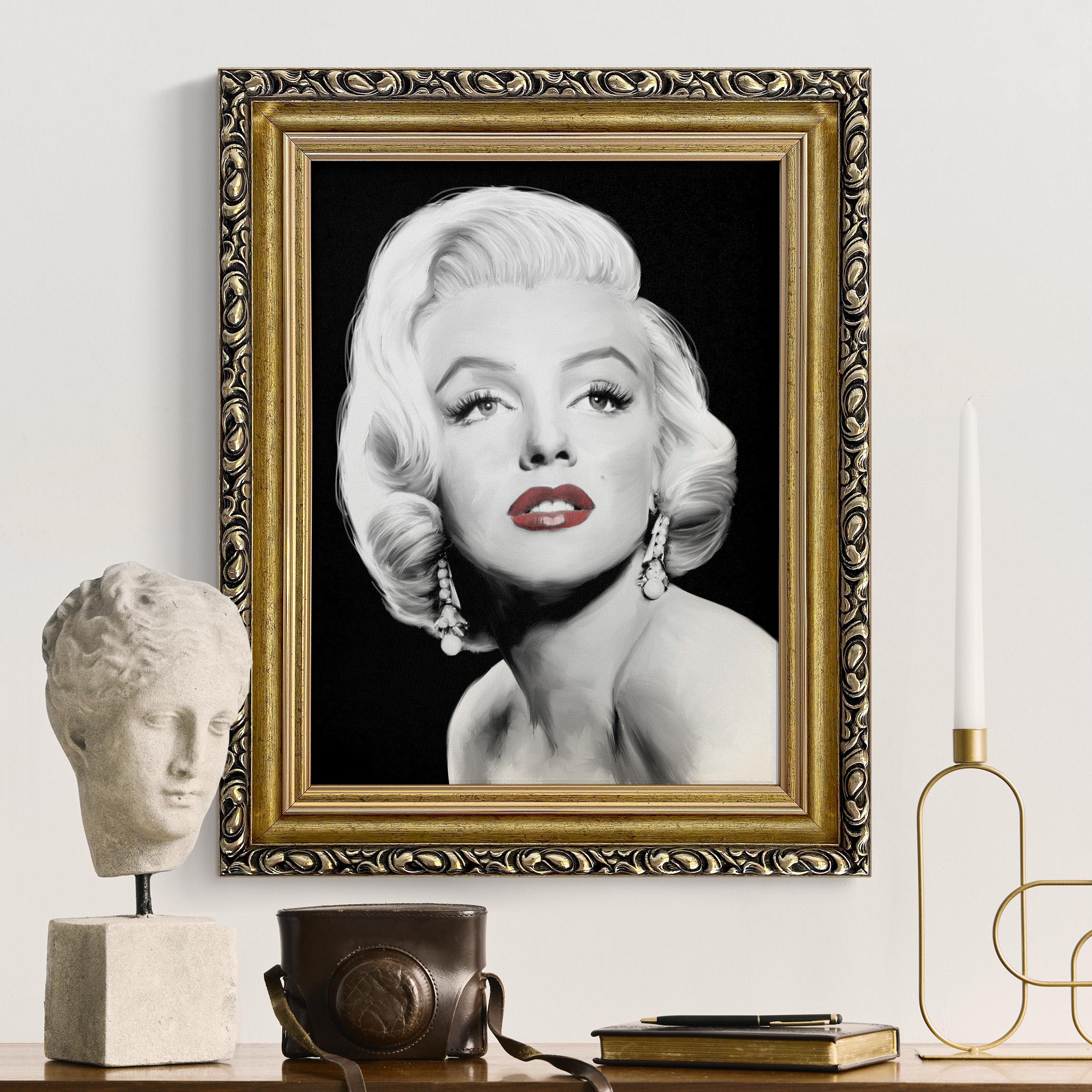 Leinwandbild mit Barockrahmen Marilyn mit Ohrschmuck