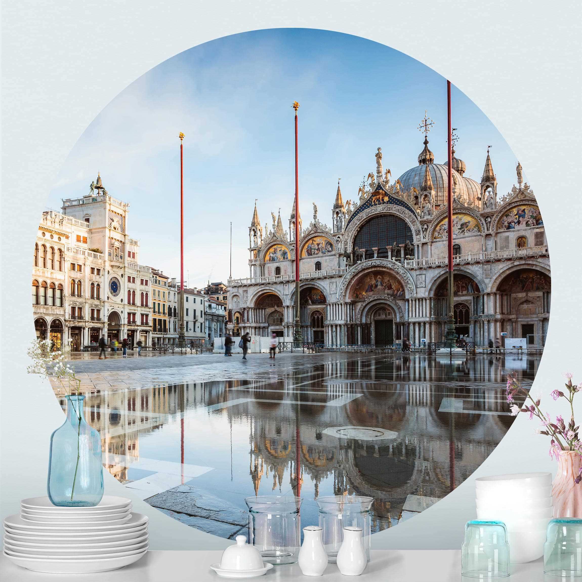 Runde Tapete selbstklebend Markusplatz in Venedig